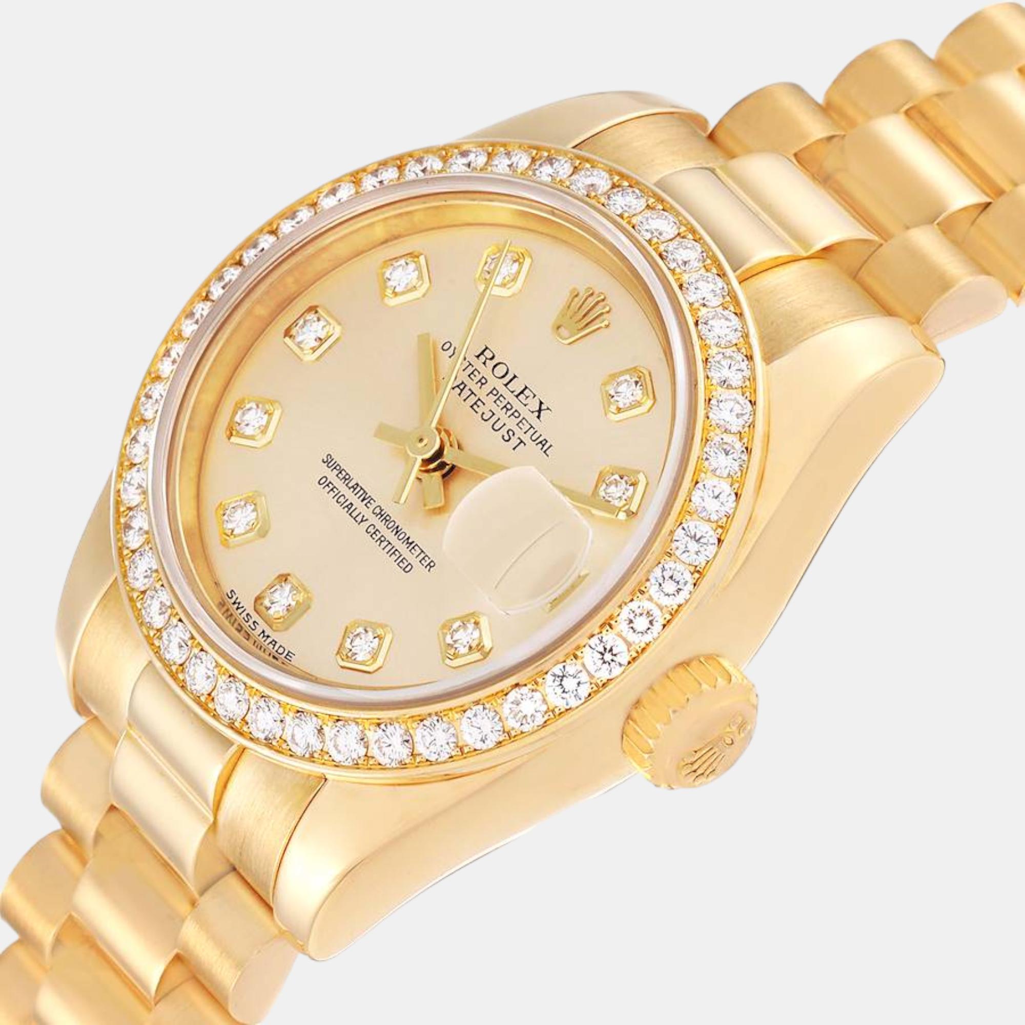 

Rolex President Yellow Gold Diamond Ladies Watch 179138