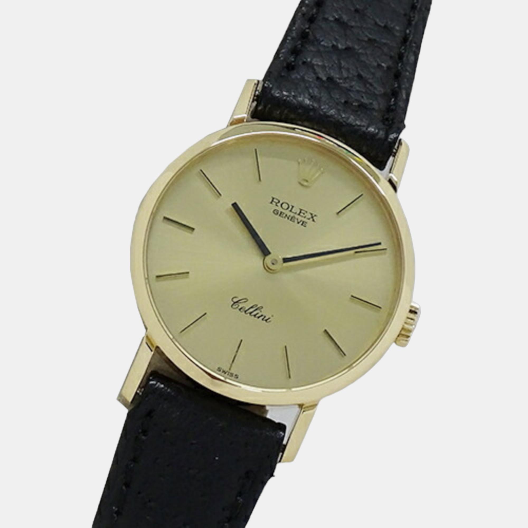 

Rolex Gold 18k Yellow Gold Cellini 4109 Manual Winding Women's Wristwatch 26 mm