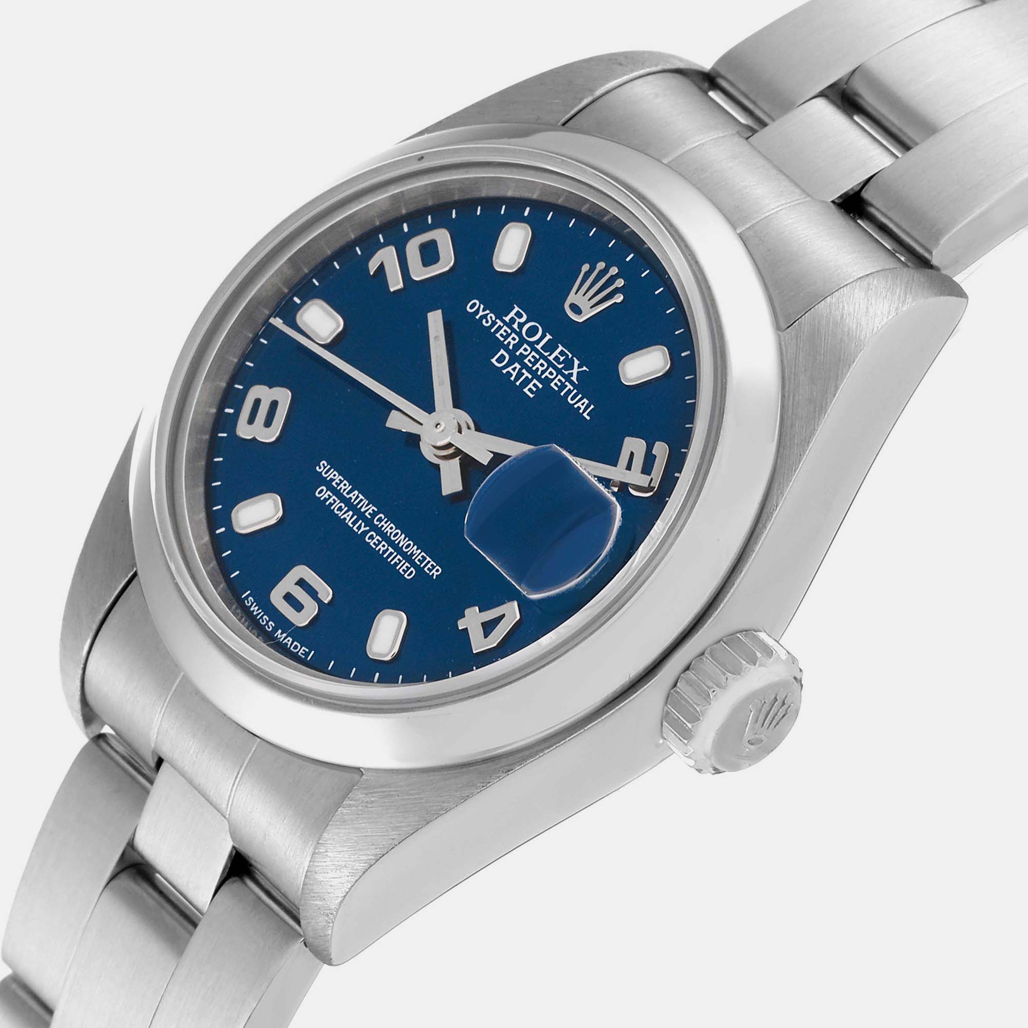 

Rolex Date 26 Blue Dial Smooth Bezel Steel Ladies Watch 79160