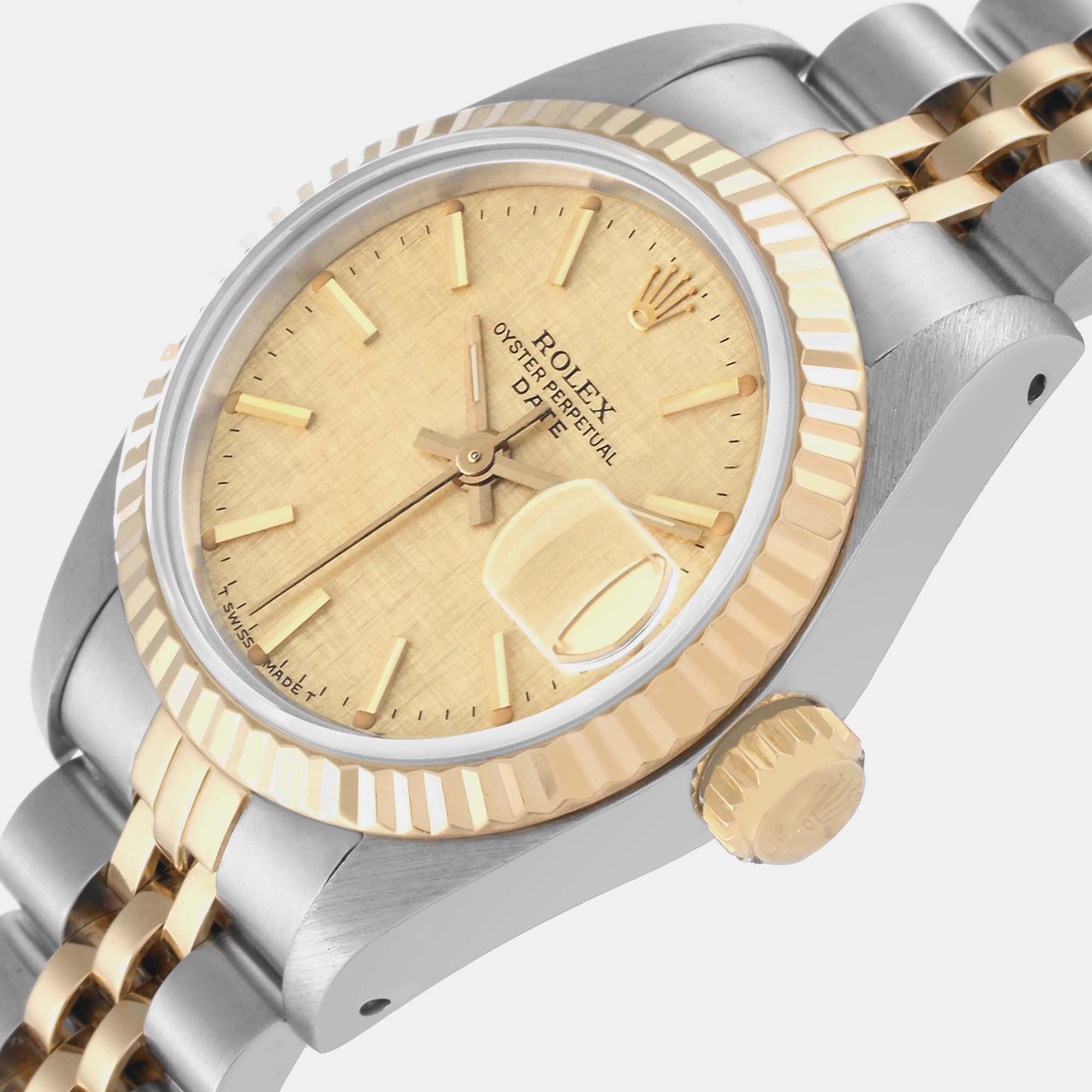 

Rolex Datejust Steel Yellow Gold Champagne Linen Dial Ladies Watch 69173 26 mm