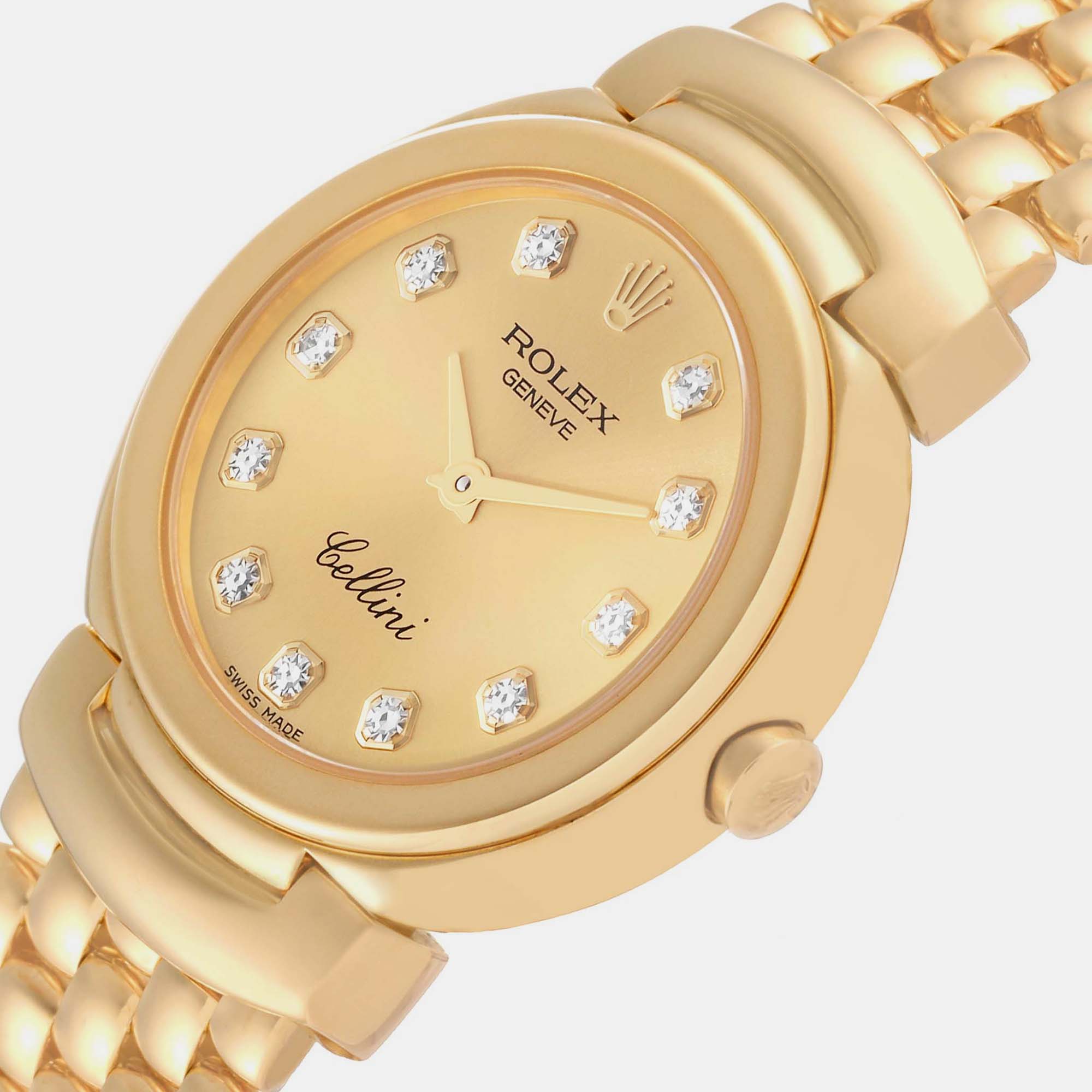 

Rolex Cellini Yellow Gold Champagne Diamond Dial Ladies Watch 6621 26 mm