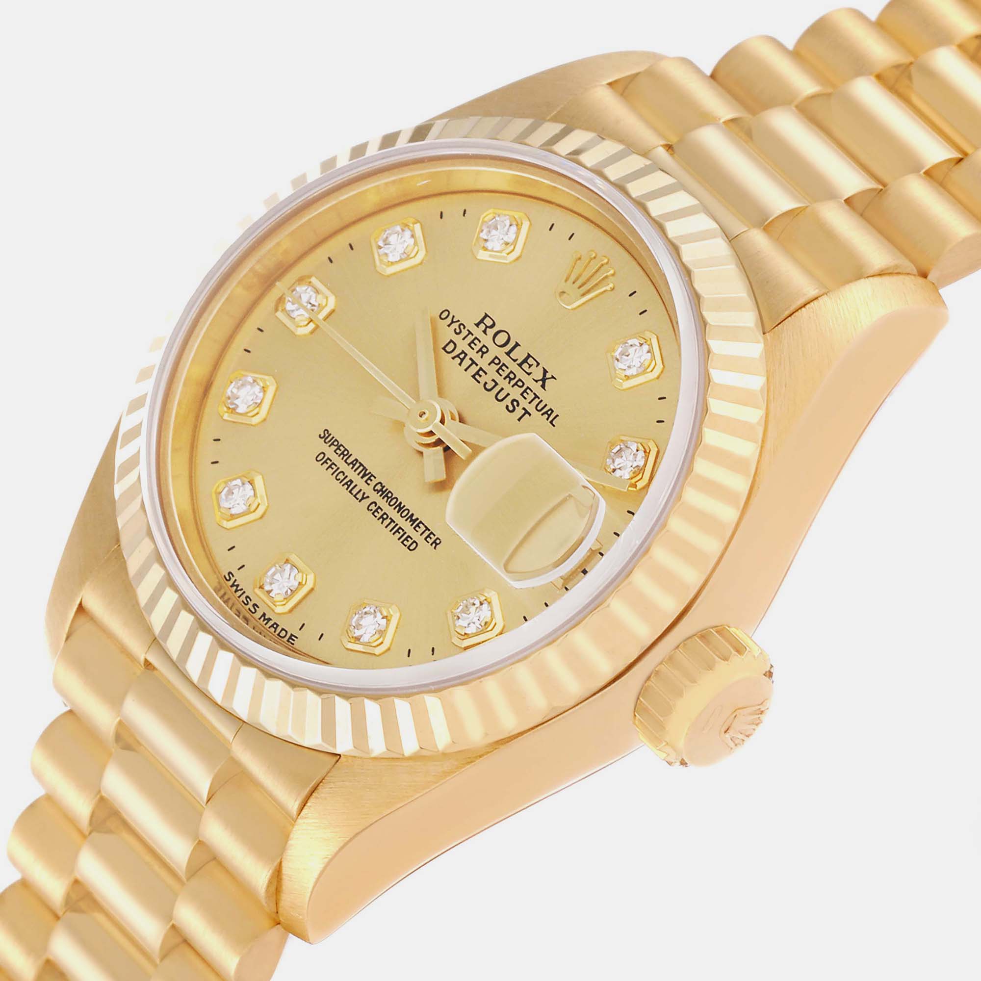 

Rolex Datejust President Diamond Dial Yellow Gold Ladies Watch 69178 26 mm