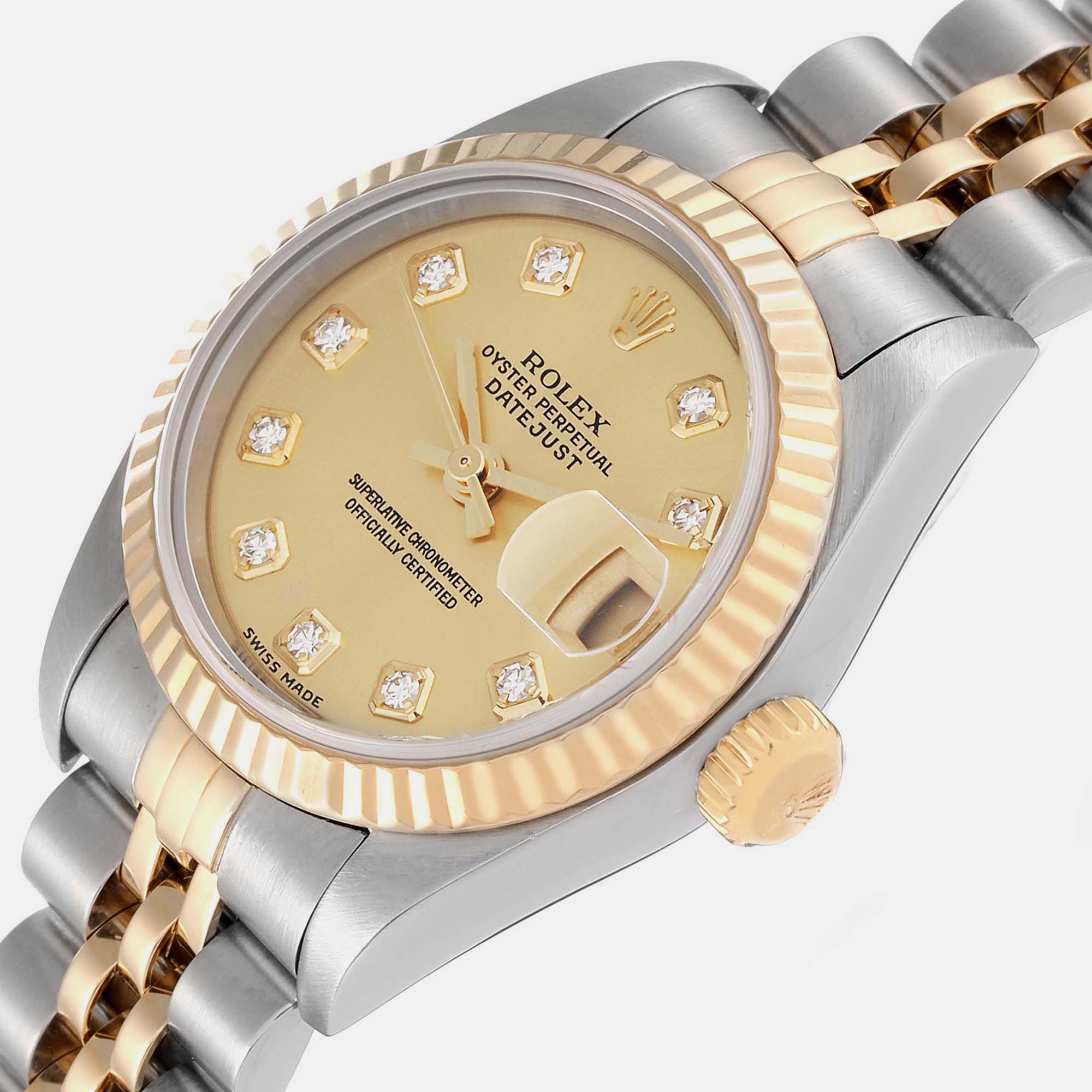 

Rolex Datejust Steel Yellow Gold Champagne Diamond Dial Ladies Watch 79173 26 mm