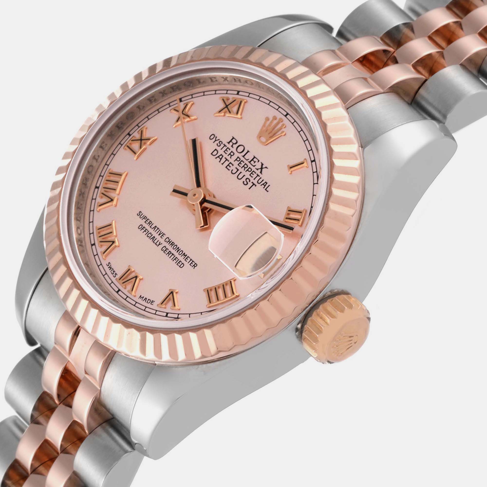 

Rolex Datejust Roman Dial Steel Rose Gold Ladies Watch 179171 26 mm, Pink