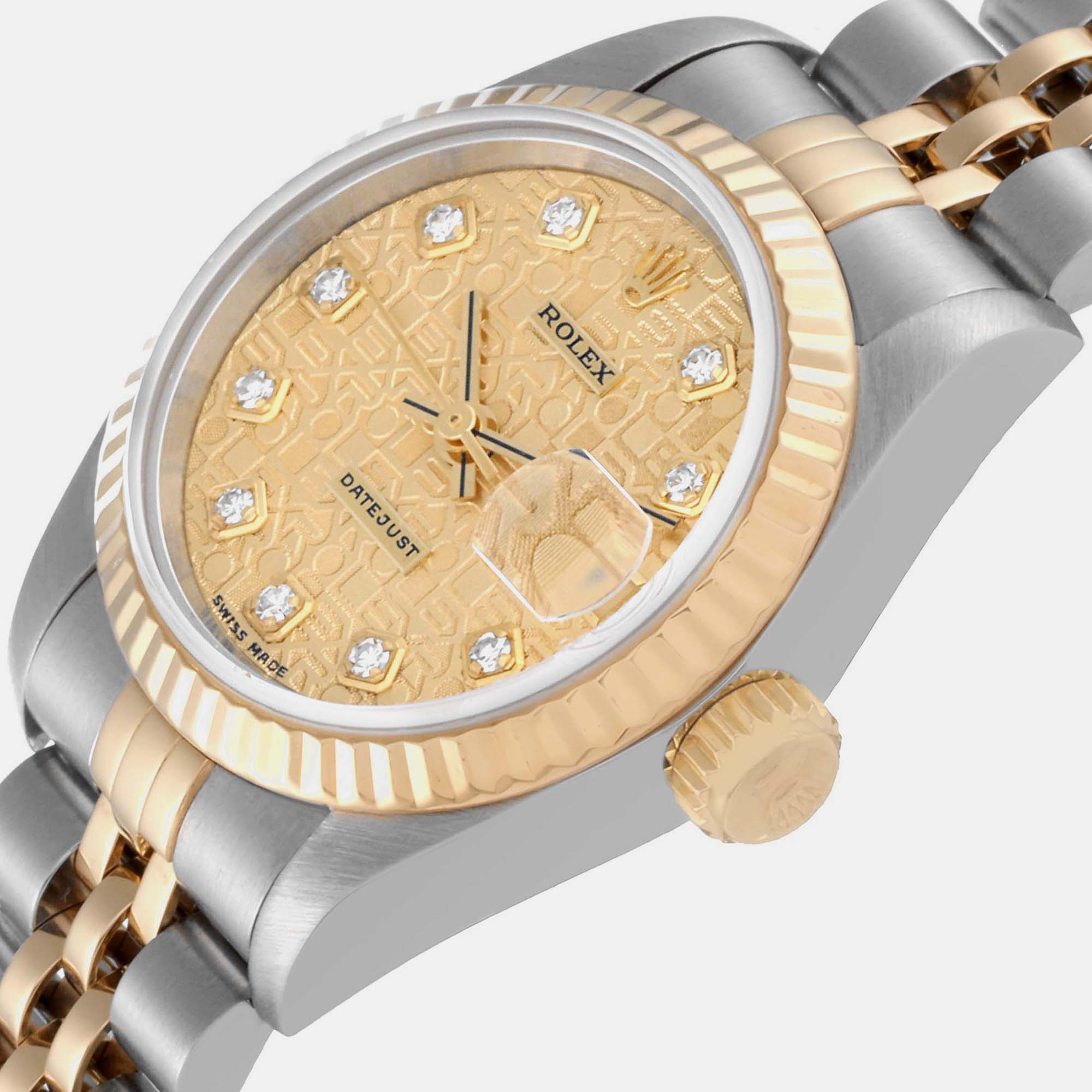 

Rolex Datejust Diamond Anniversary Dial Steel Yellow Gold Ladies Watch 69173