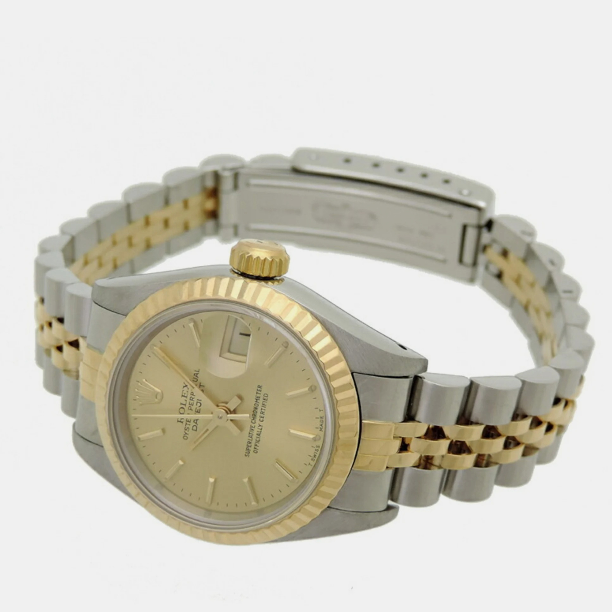 

Rolex Champagne 18k Yellow Gold And Stainless Steel Datejust 69173 Automatic Women's Wristwatch 26 mm