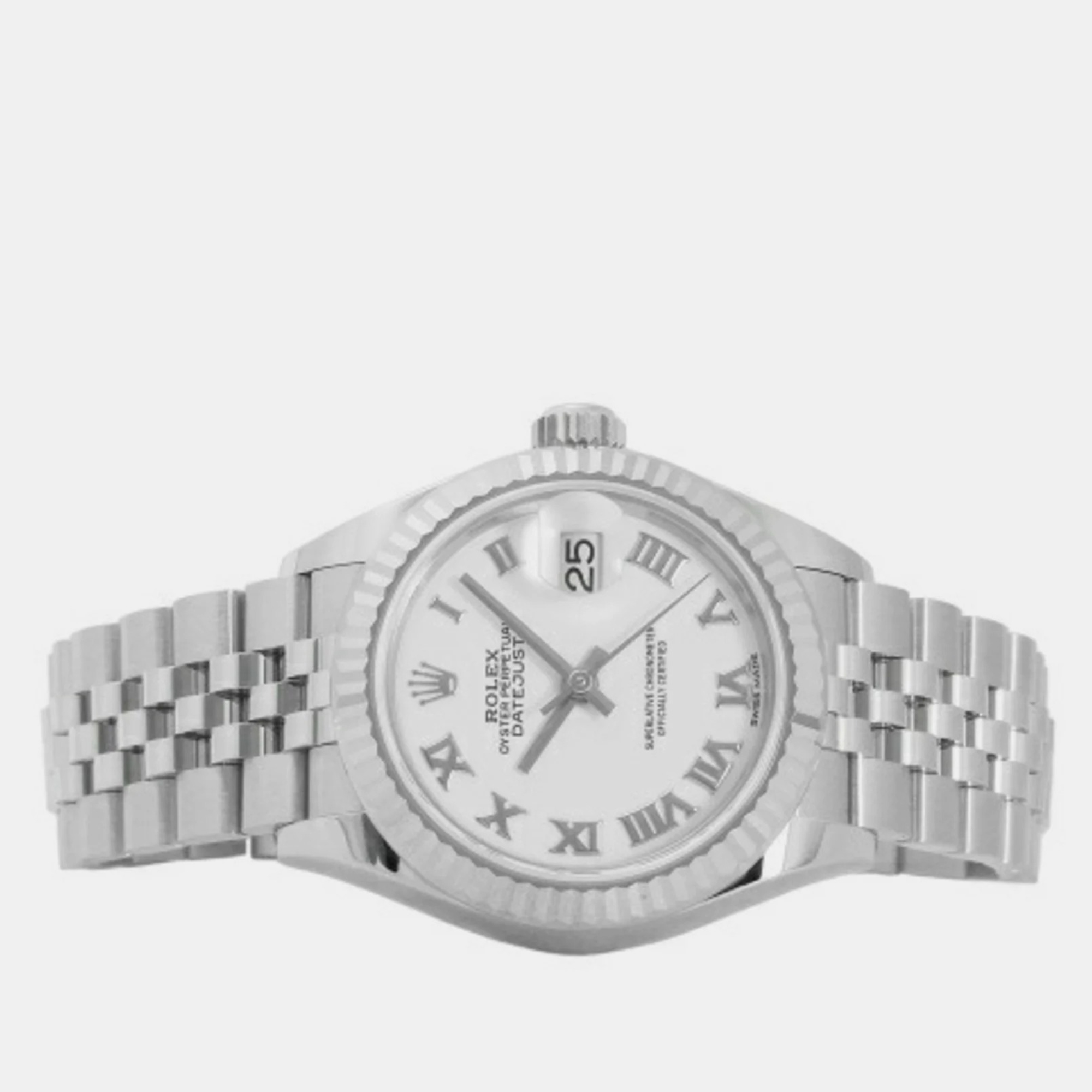 

Rolex White 18k White Gold And Stainless Steel Datejust 279174 Automatic Women's Wristwatch 28 mm