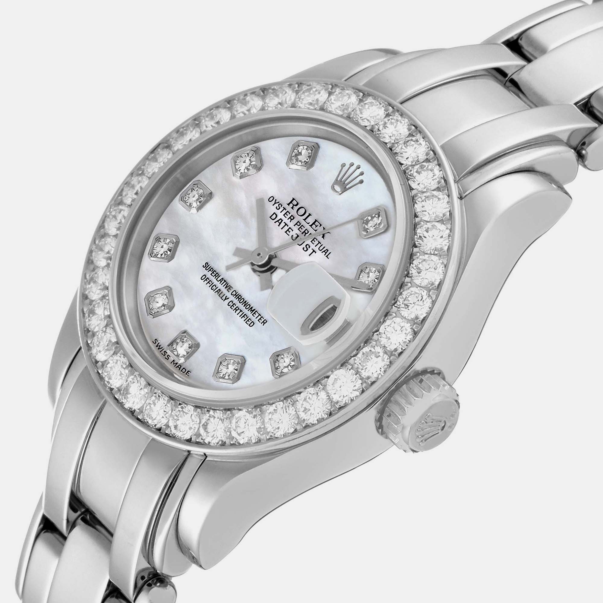 

Rolex Pearlmaster White Gold Mother Of Pearl Diamond Ladies Watch 69299
