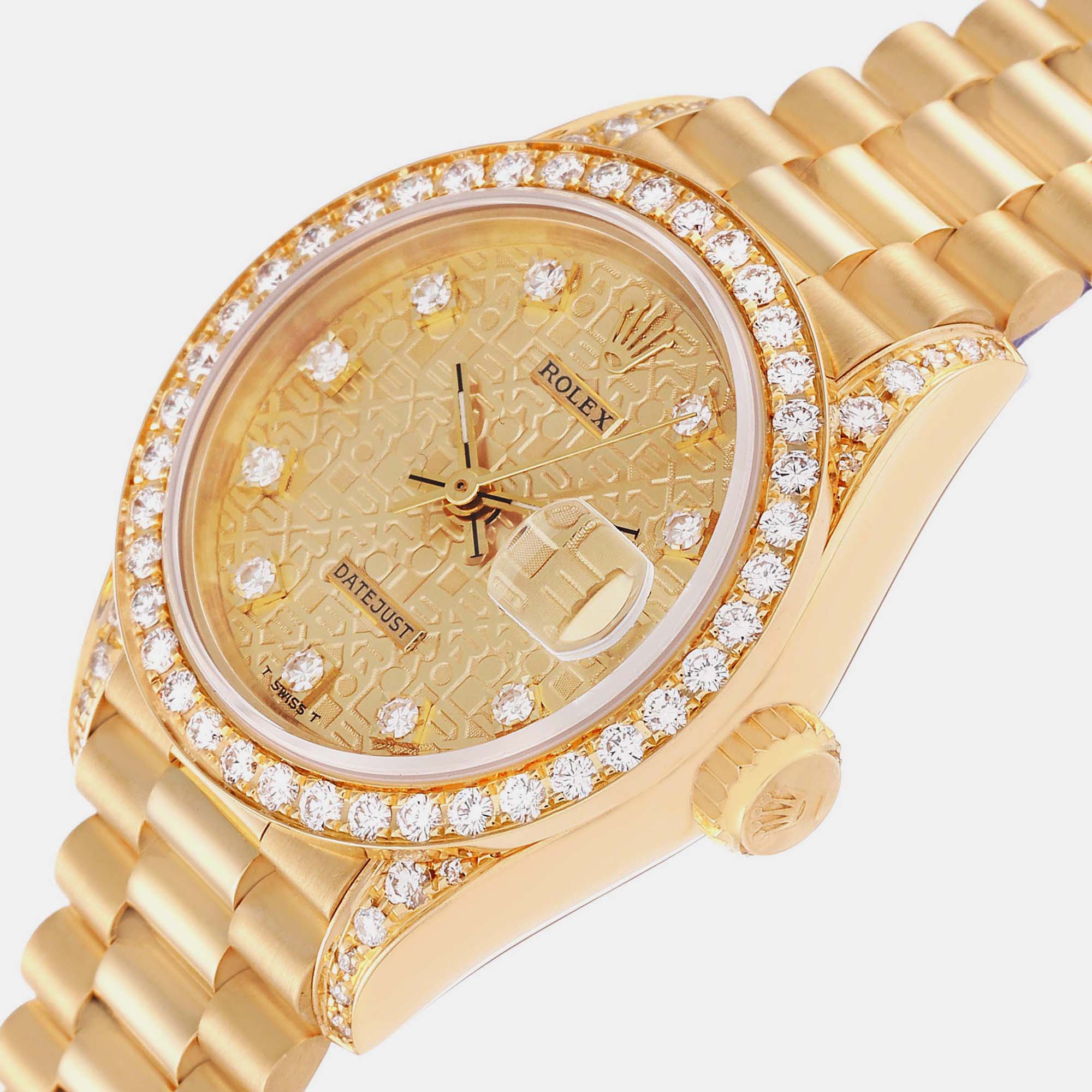 

Rolex Datejust President Anniversary Dial Yellow Gold Diamond Ladies Watch 69158