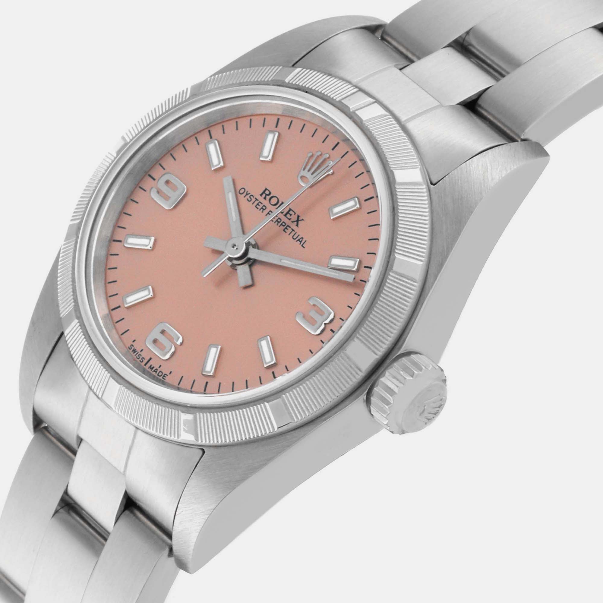 

Rolex Oyster Perpetual Salmon Dial Steel Ladies Watch 76030 24 mm, Pink