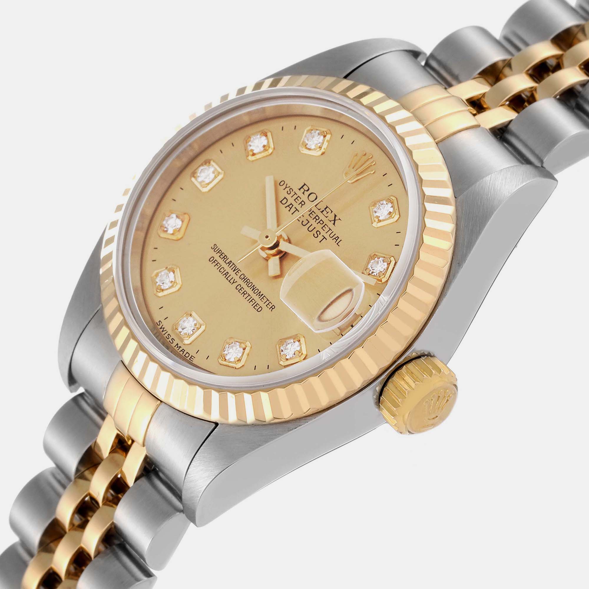 

Rolex Datejust Steel Yellow Gold Champagne Diamond Dial Ladies Watch 79173 26 mm