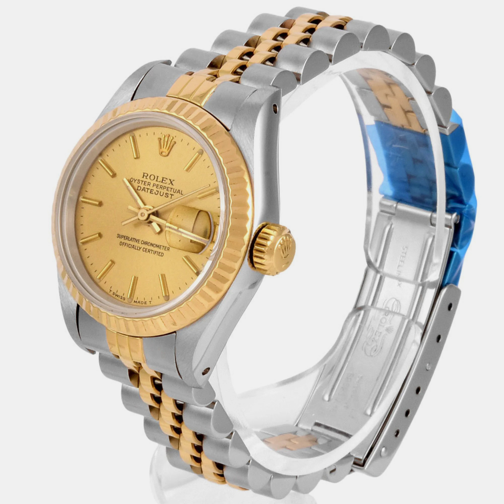 

Rolex Champagne 18k Yellow Gold And Stainless Steel Datejust 69173 Automatic Women's Wristwatch 26 mm