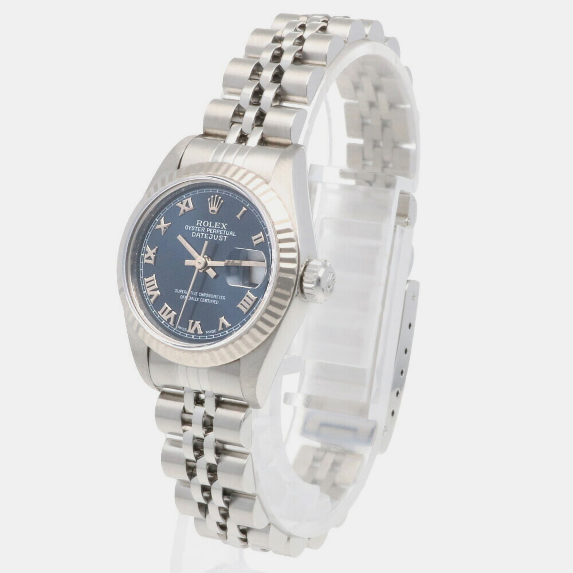 

Rolex Blue 18K White Gold And Stainless Steel Datejust 79174 Automatic Women's Wristwatch 26 mm