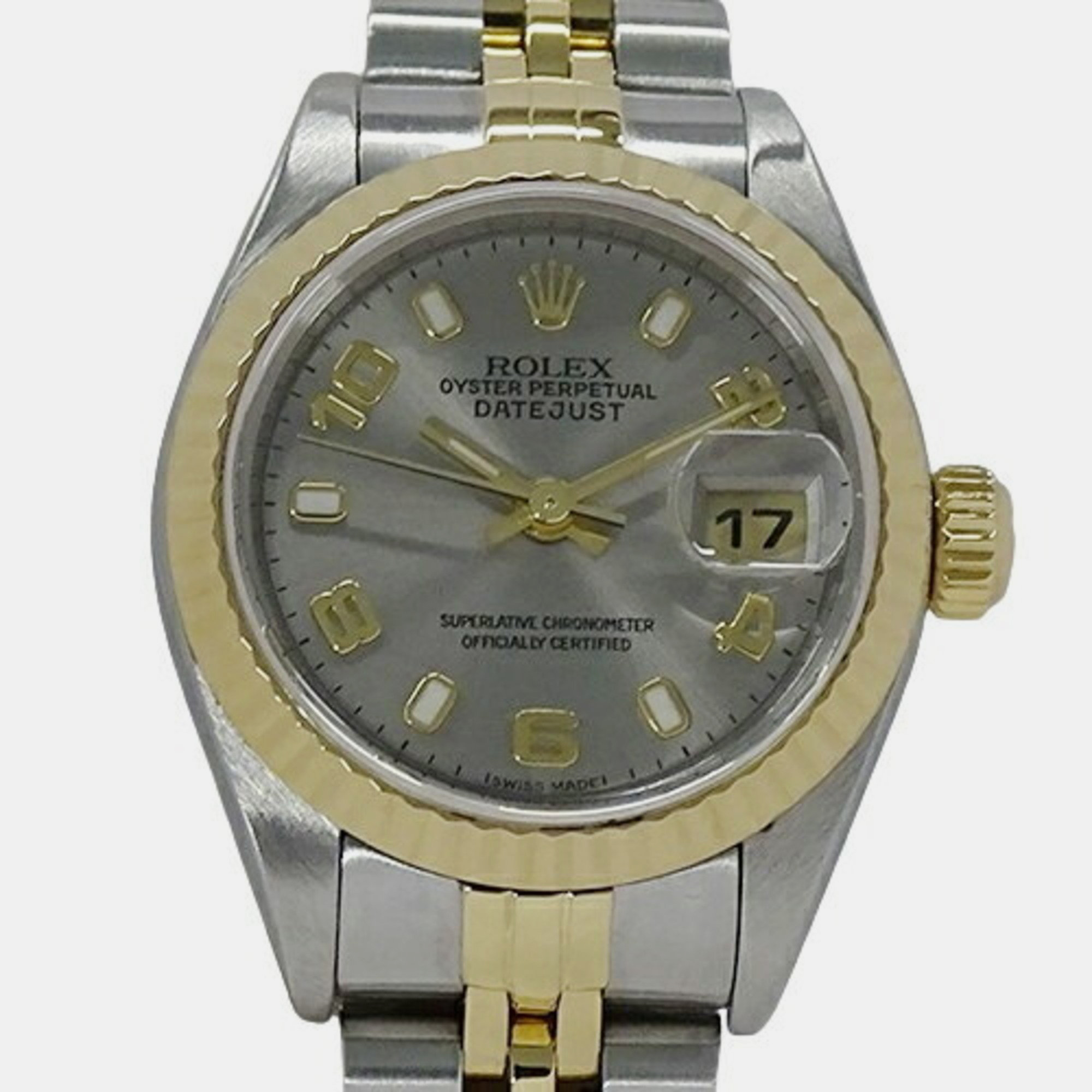 

Rolex Grey 18k Yellow Gold Stainless Steel Datejust 79173 Automatic Women's Wristwatch 26 mm