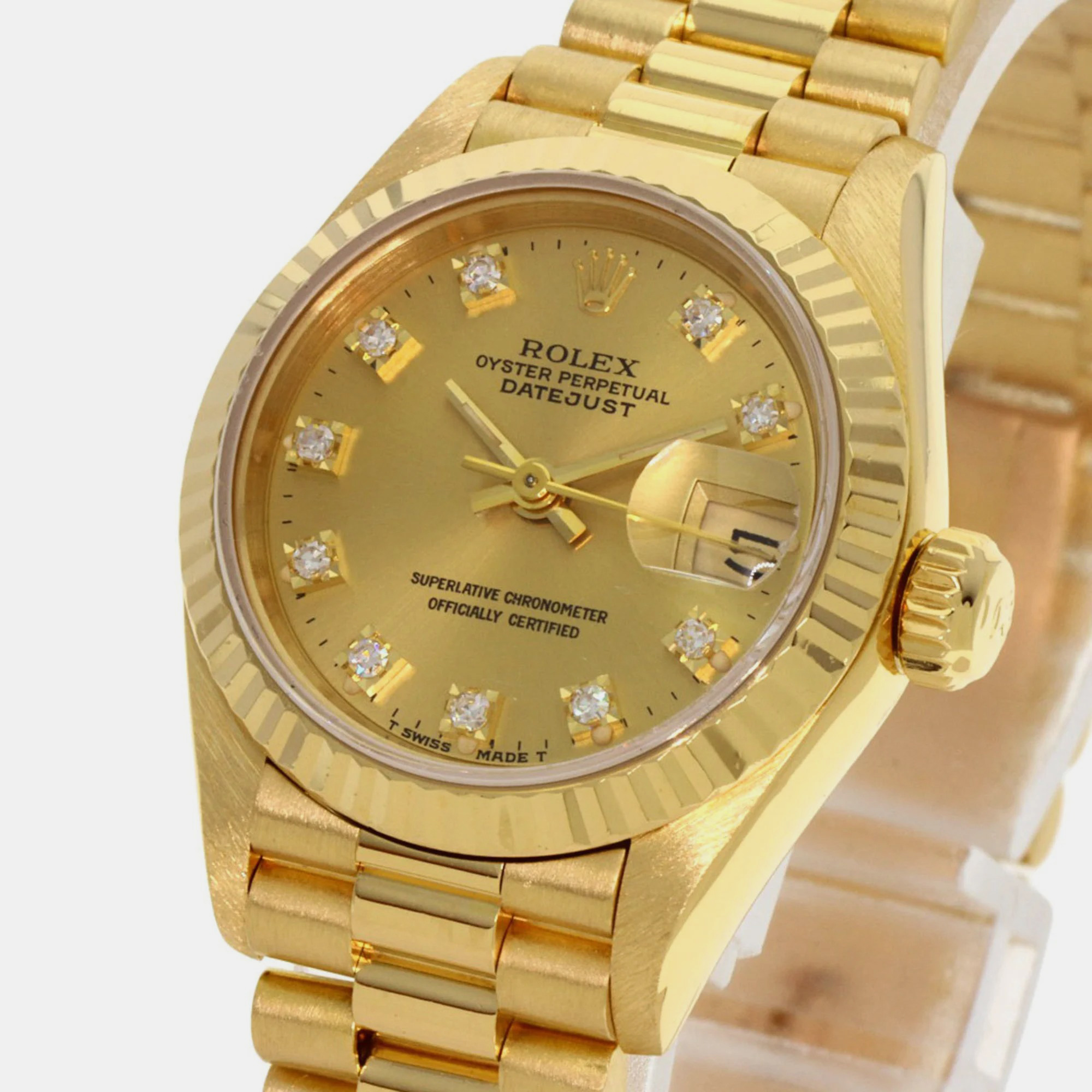 

Rolex Champagne Diamond 18k Yellow Gold Datejust 69178 Automatic Women's Wristwatch 26 mm