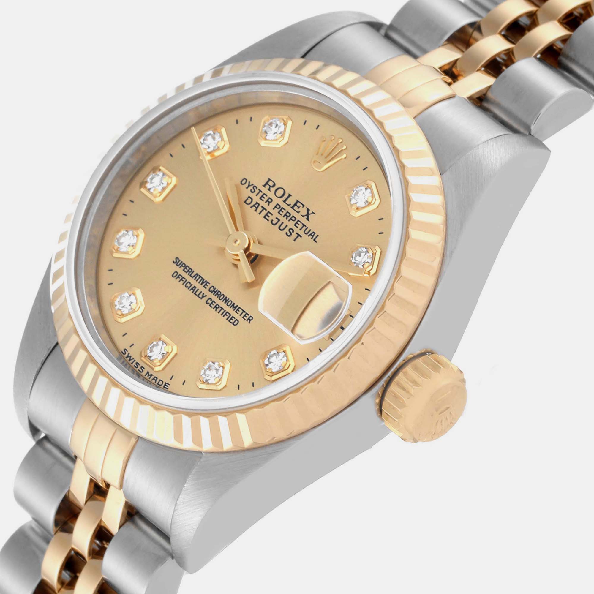 

Rolex Datejust Champagne Diamond Dial Steel Yellow Gold Ladies Watch 69173 26 mm