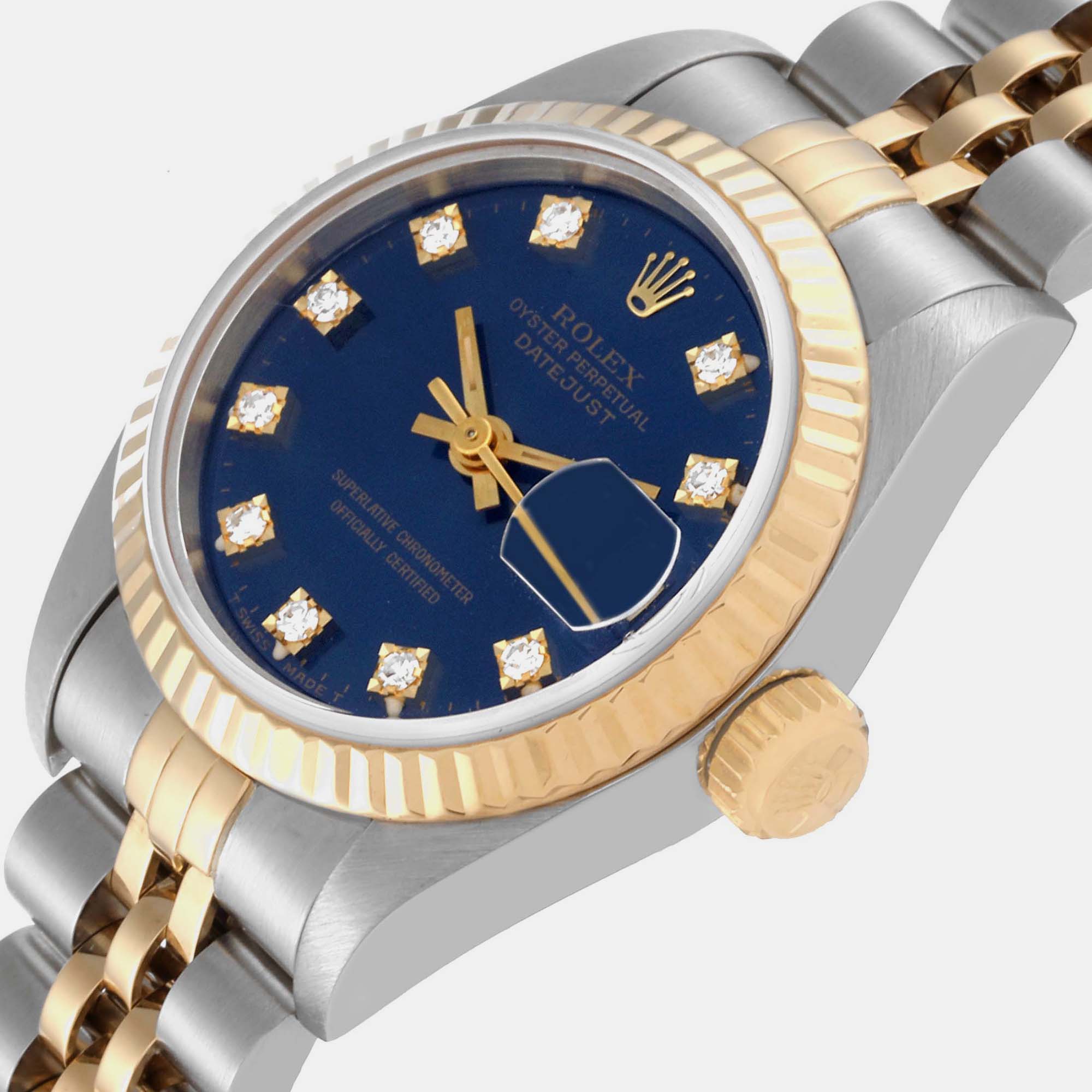 

Rolex Datejust Blue Diamond Dial Steel Yellow Gold Ladies Watch 69173 26 mm
