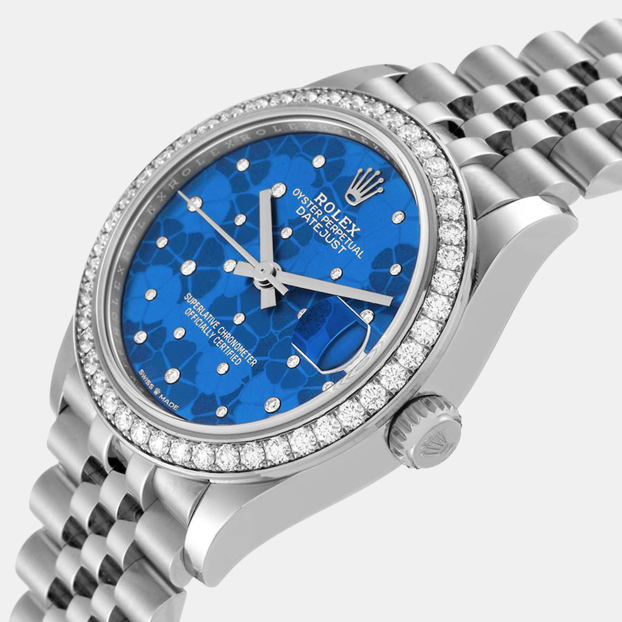 

Rolex Datejust 31 Steel White Gold Diamond Ladies Watch 278384, Blue