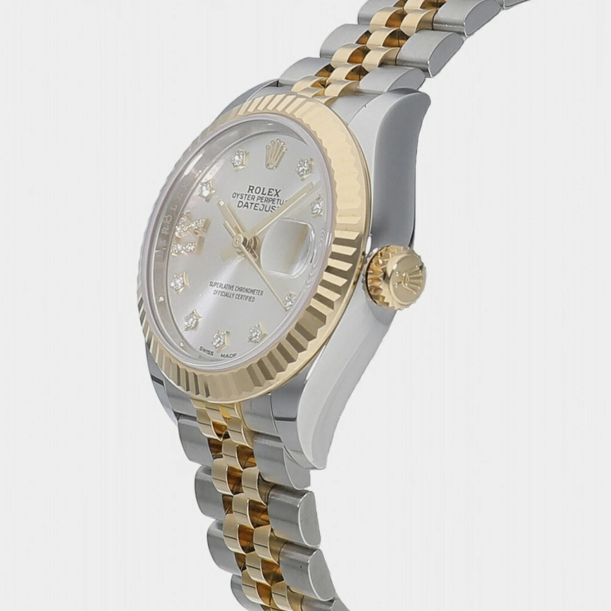 

Rolex Silver 18k Yellow Gold Stainless Steel Diamond Datejust 279173 Automatic Women's Wristwatch 28 mm