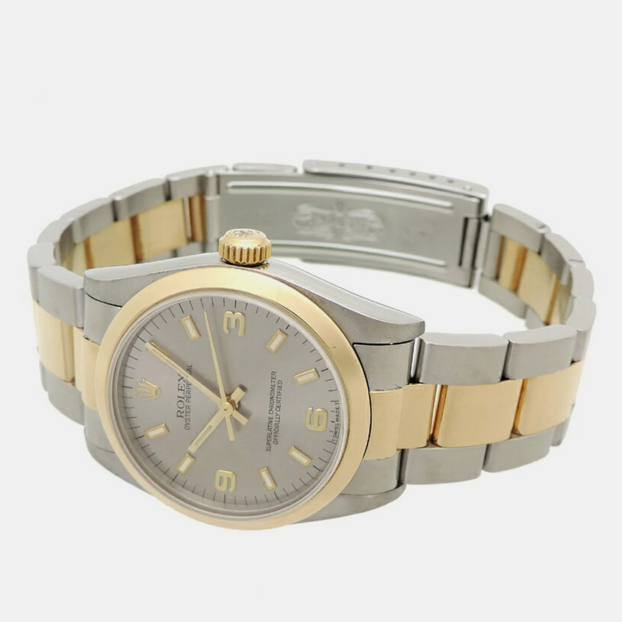 

Rolex Grey 18k Yellow Gold Stainless Steel Oyster Perpetual 67483 Automatic Women's Wristwatch 31 mm