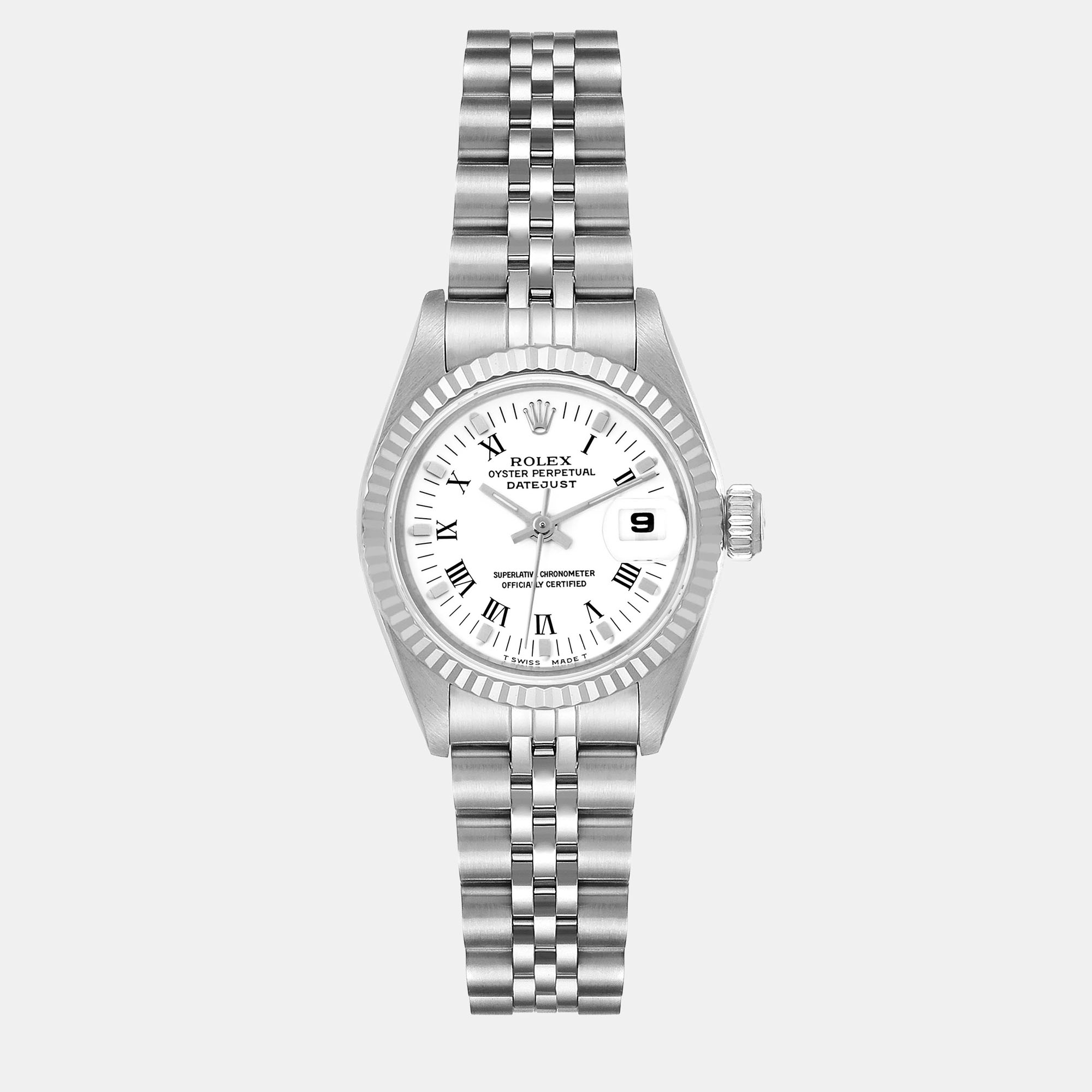 Pre-owned Rolex Datejust 26 Steel White Gold Roman Dial Ladies Watch 69174 26 Mm