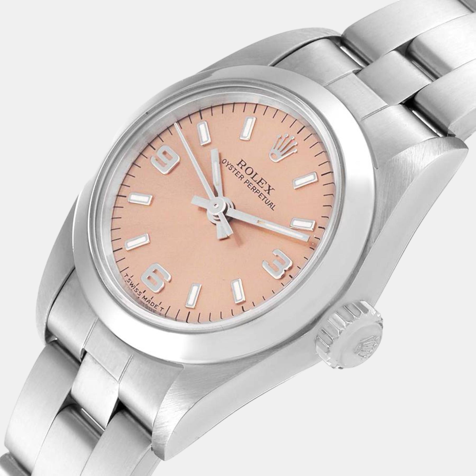 

Rolex Oyster Perpetual Nondate Steel Salmon Dial Ladies Watch, Pink