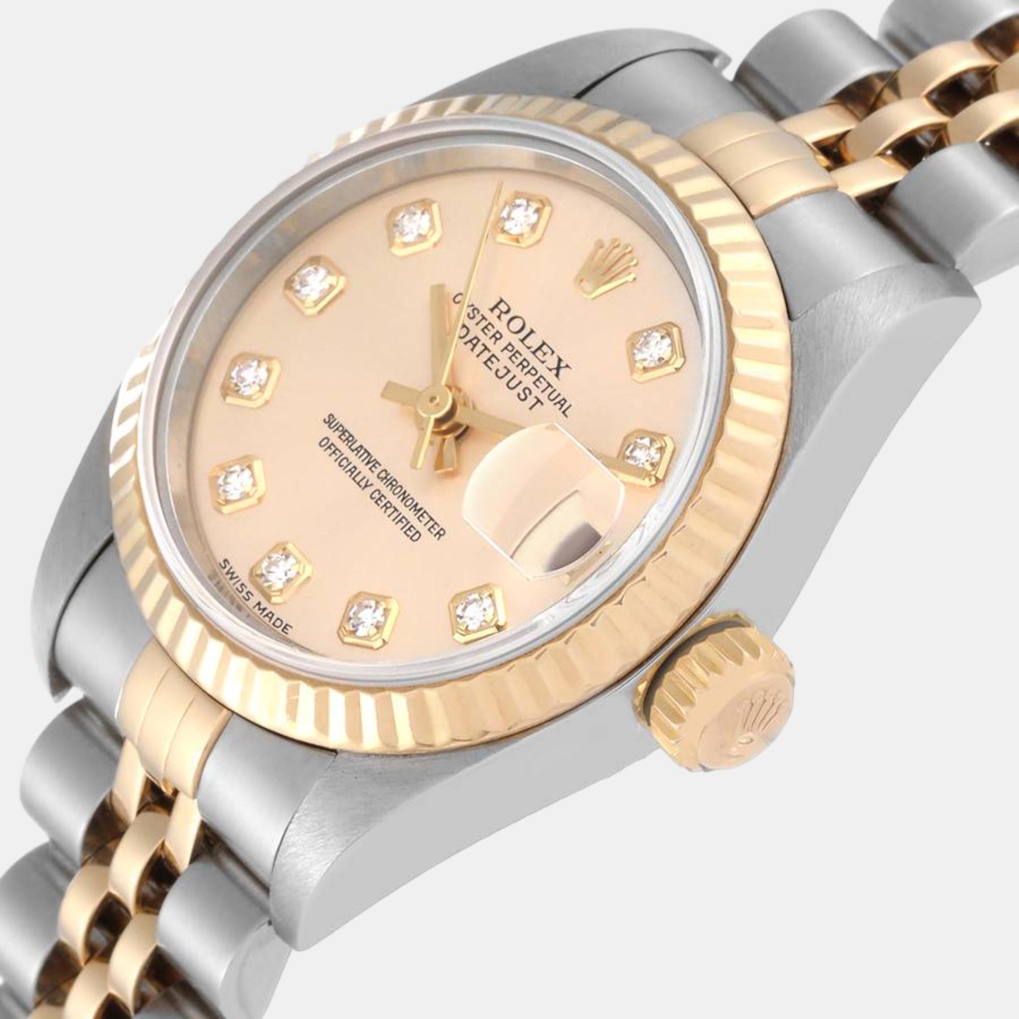 

Rolex Datejust Steel Yellow Gold Champagne Diamond Dial Ladies Watch 79173 26 mm