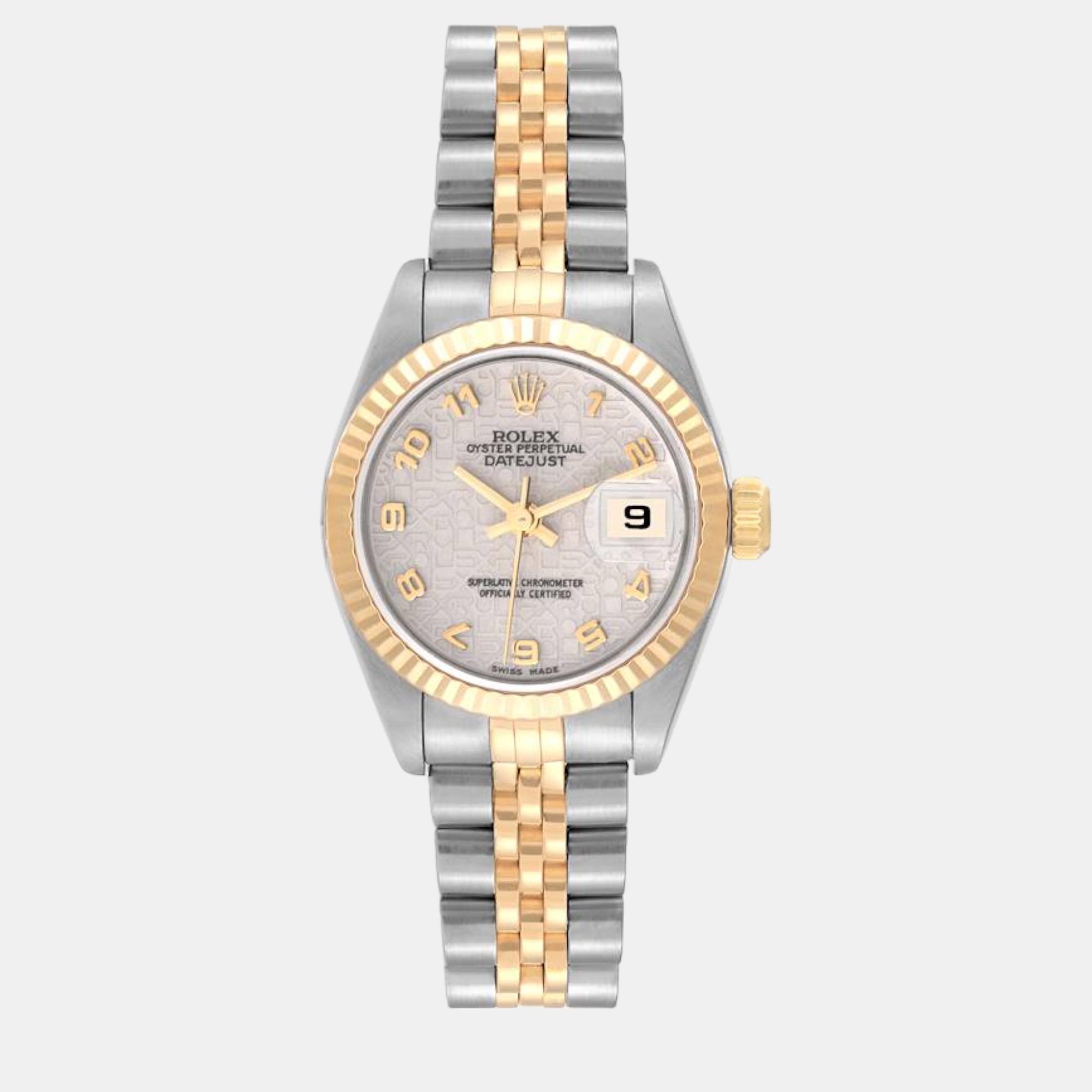 

Rolex Datejust Steel Yellow Gold Ivory Anniversary Dial Ladies Watch 79173 26 mm, Beige
