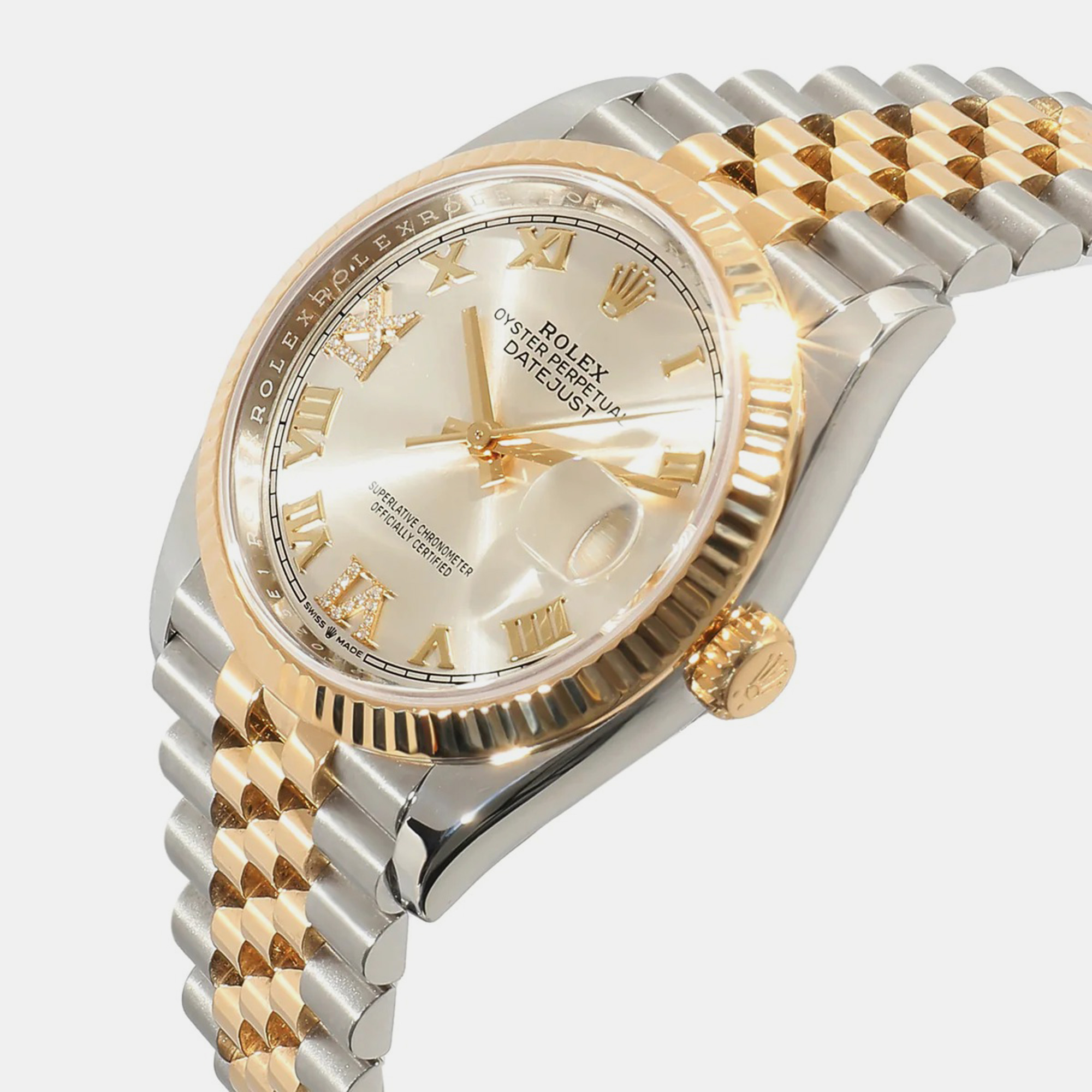 

Rolex Silver 18k Yellow Gold Stainless Steel Datejust 126233 Automatic Women's Wristwatch 36 mm