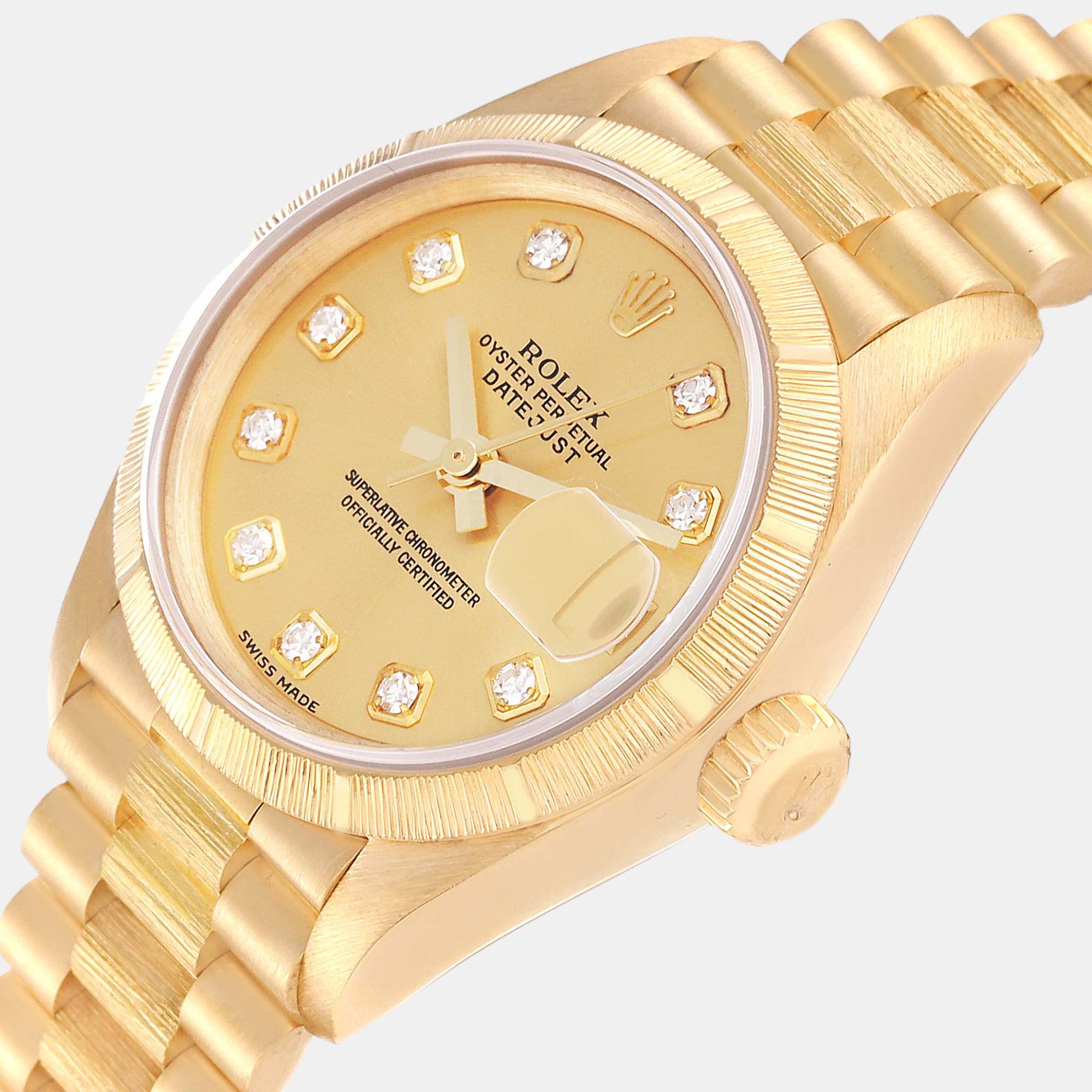 

Rolex President Datejust 26 Diamond Dial Yellow Gold Ladies Watch 79278