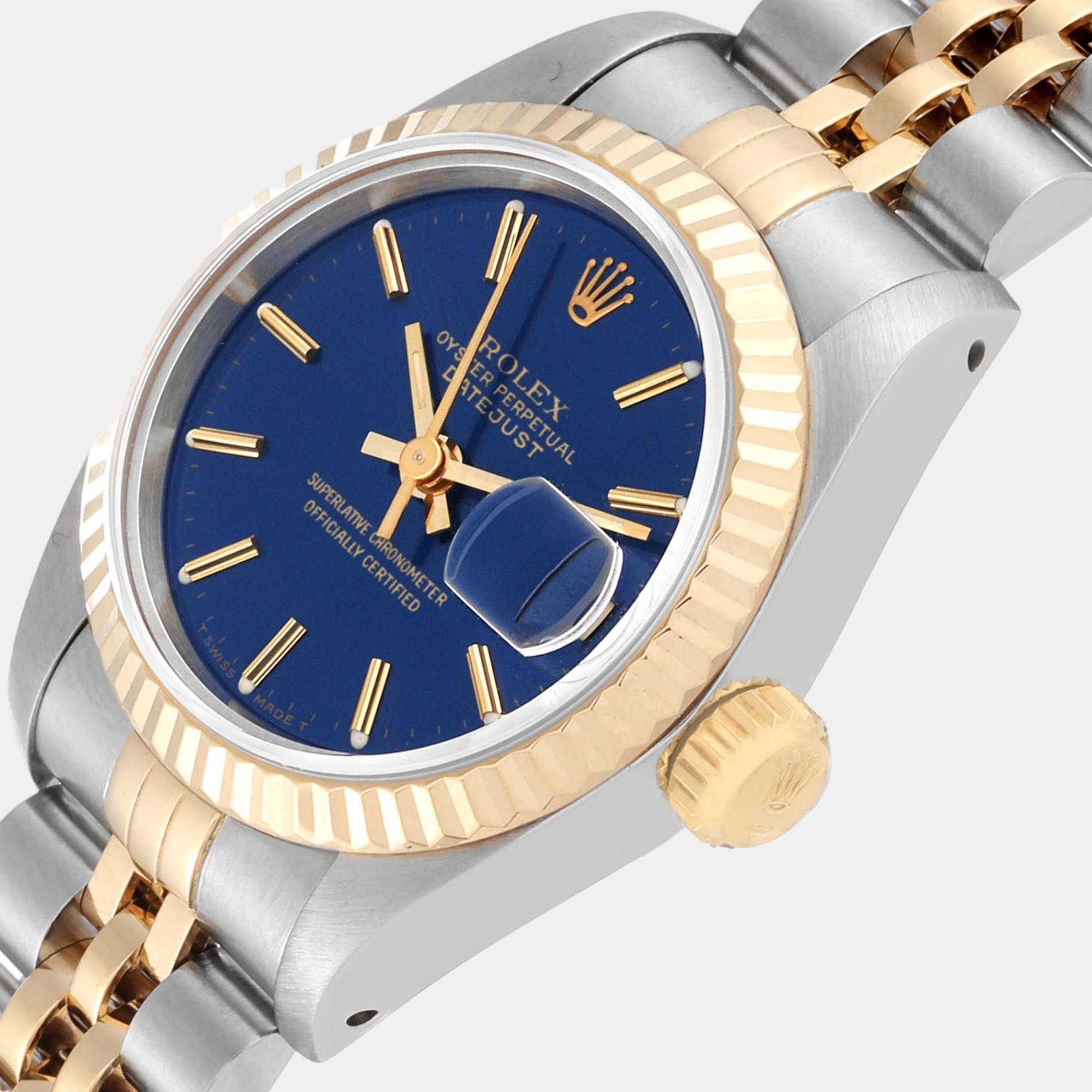 

Rolex Datejust Blue Dial Steel Yellow Gold Ladies Watch 69173