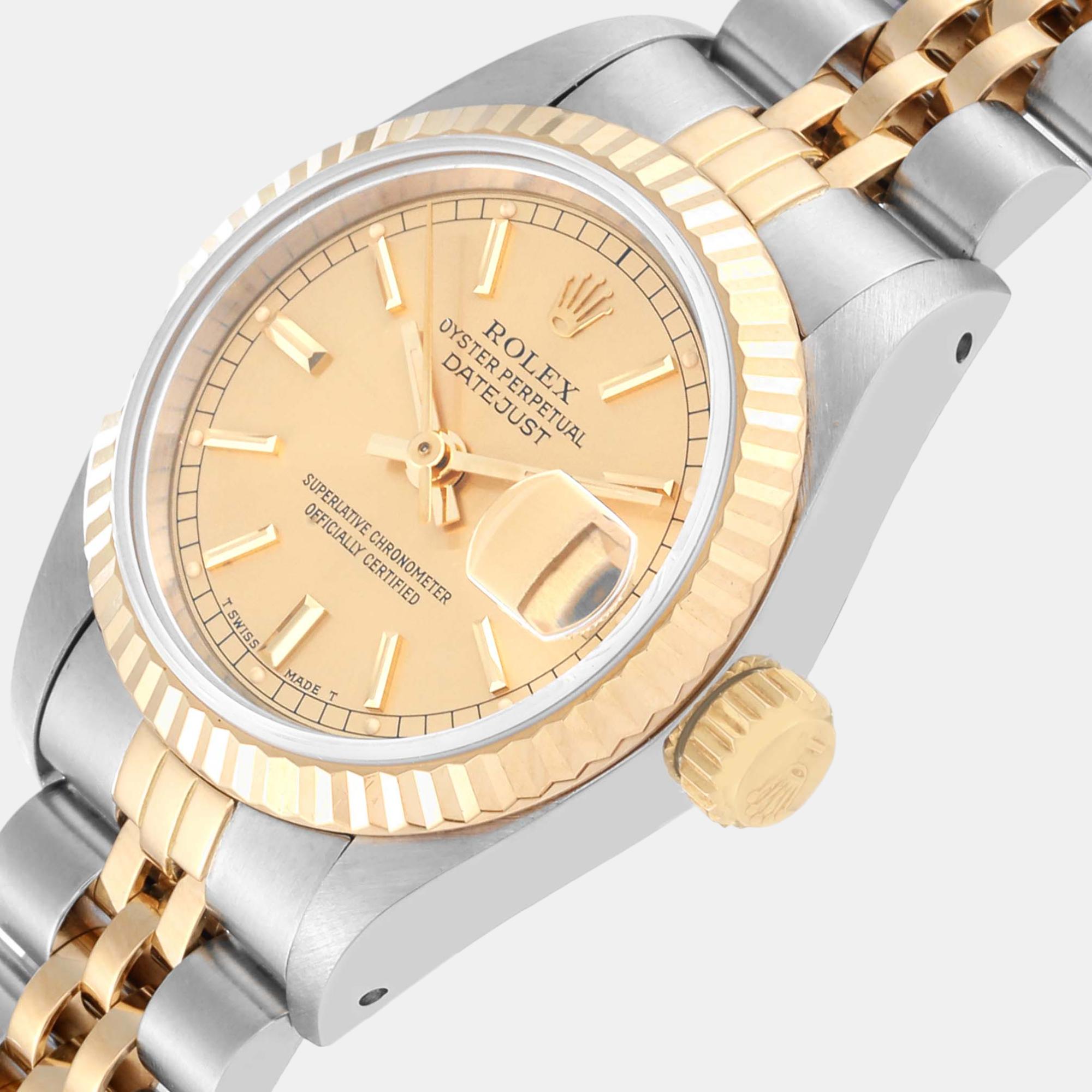 

Rolex Datejust Champagne Dial Steel Yellow Gold Ladies Watch 69173