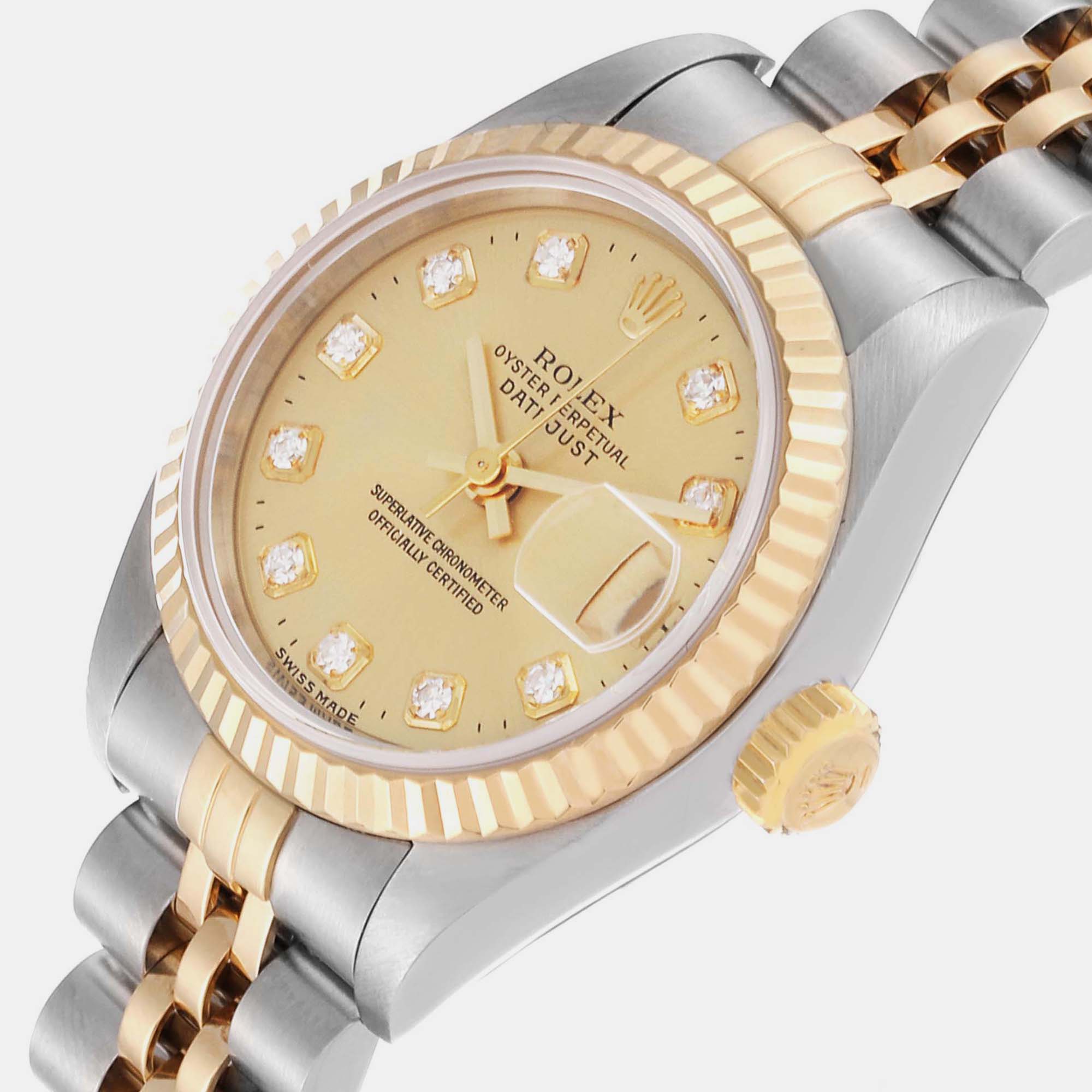 

Rolex Datejust Diamond Dial Steel Yellow Gold Ladies Watch 69173 26 mm