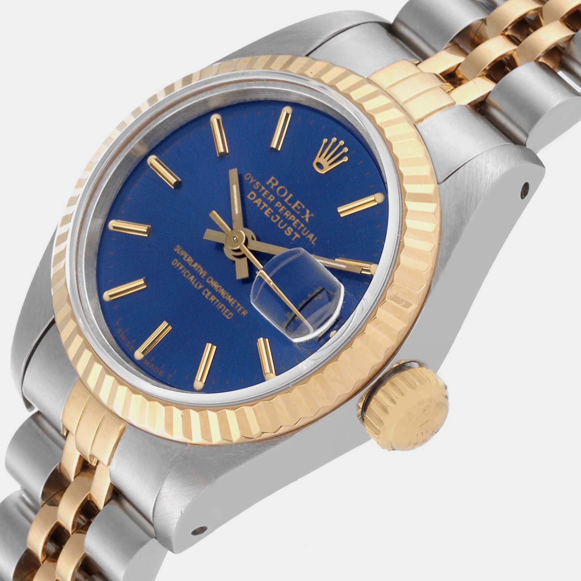 

Rolex Datejust Blue Dial Steel Yellow Gold Ladies Watch 69173 26 mm