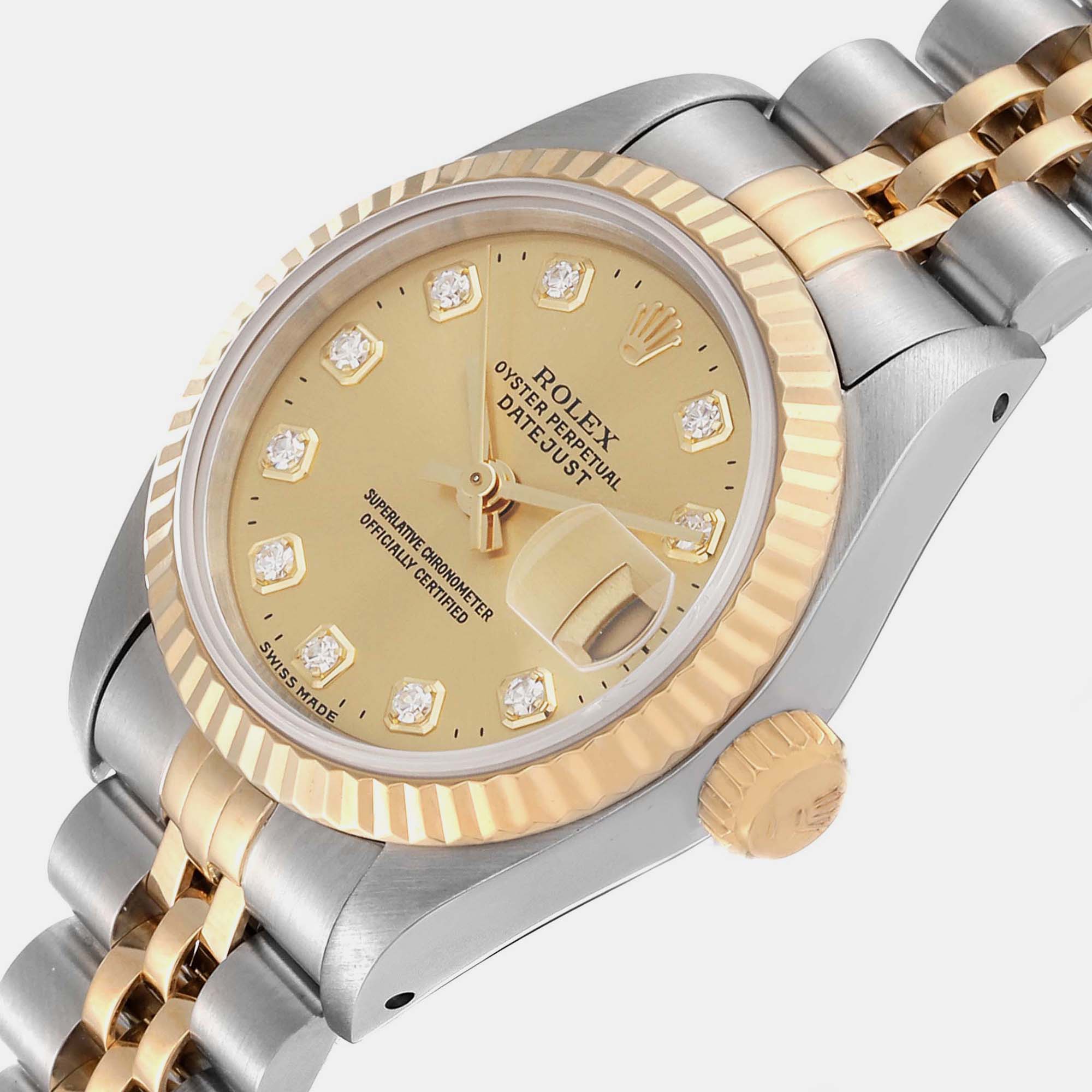 

Rolex Datejust Diamond Dial Steel Yellow Gold Ladies Watch 69173 26 mm
