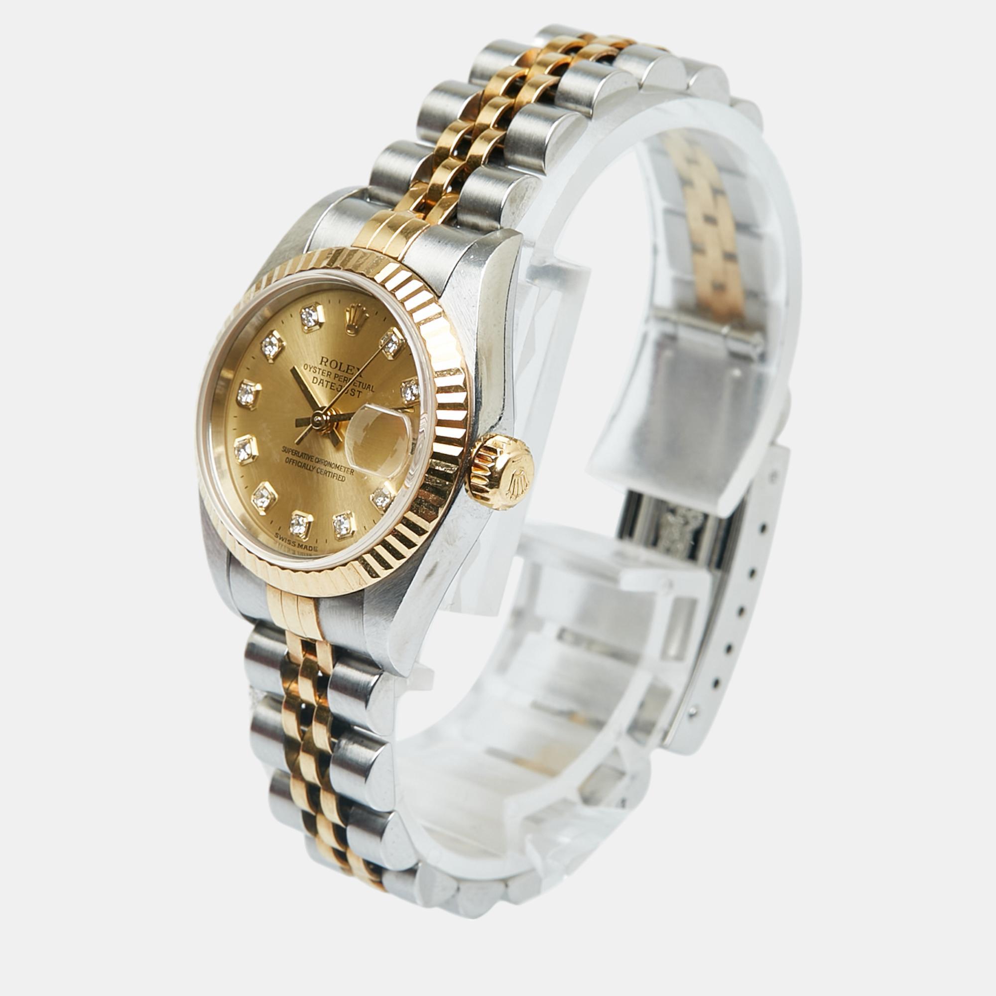 

Rolex Gold Automatic Diamond Dial Oyster Perpetual Lady Datejust