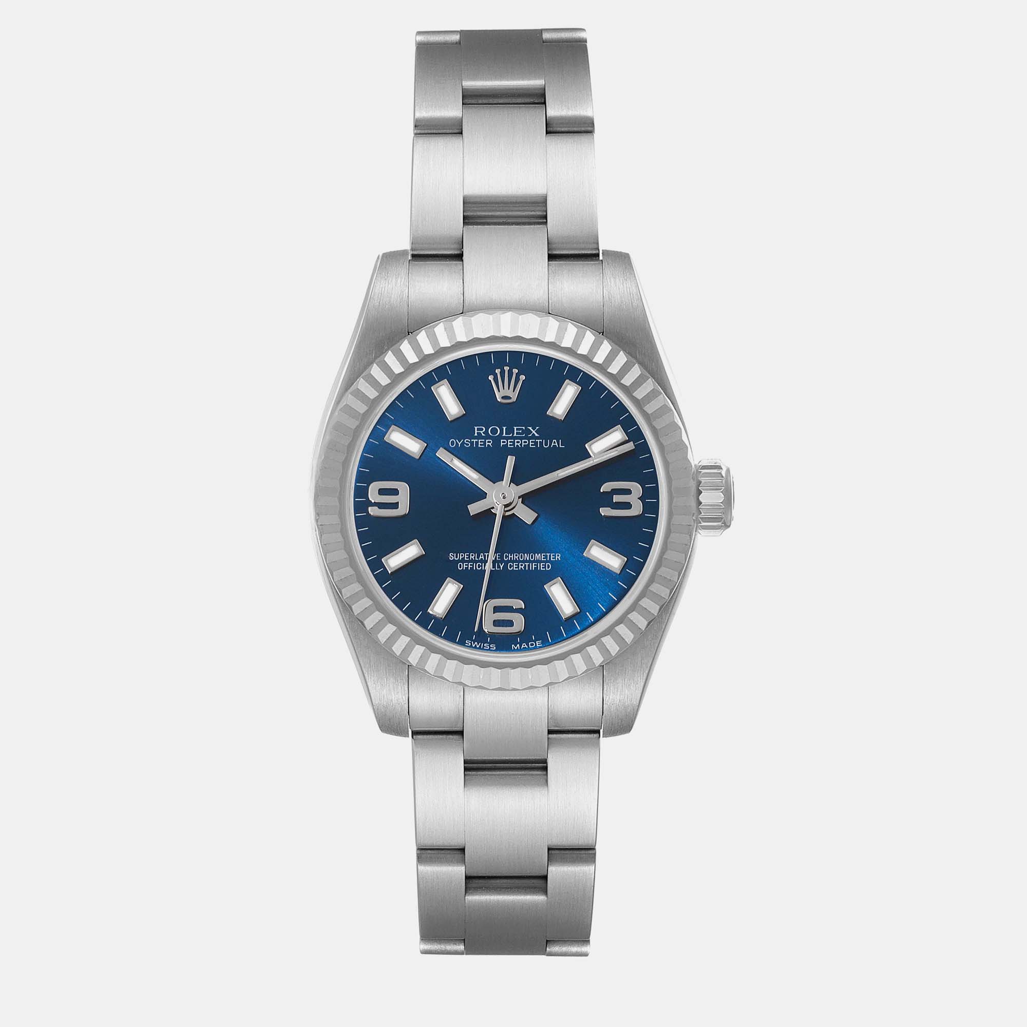 

Rolex Oyster Perpetual Blue Dial Steel White Gold Ladies Watch 176234