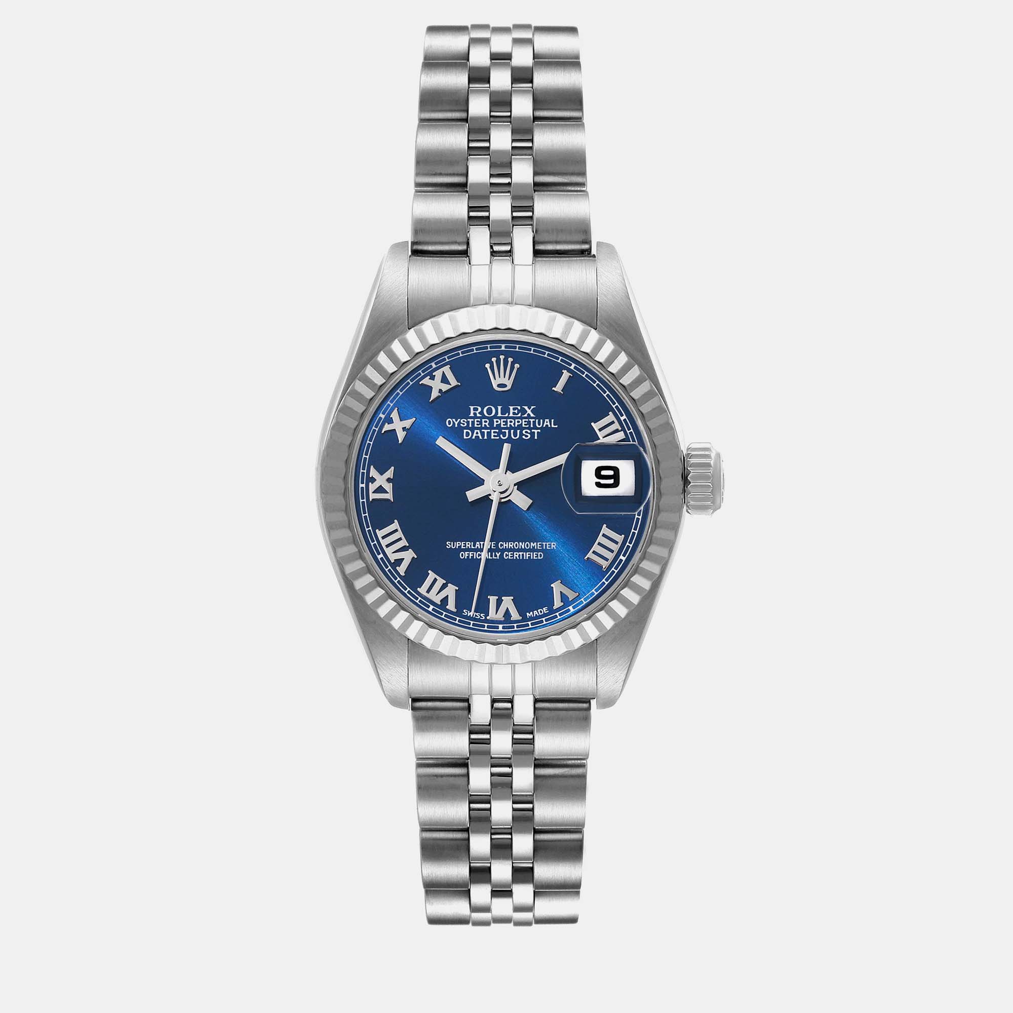 

Rolex Datejust Blue Dial White Gold Steel Ladies Watch 79174 26 mm