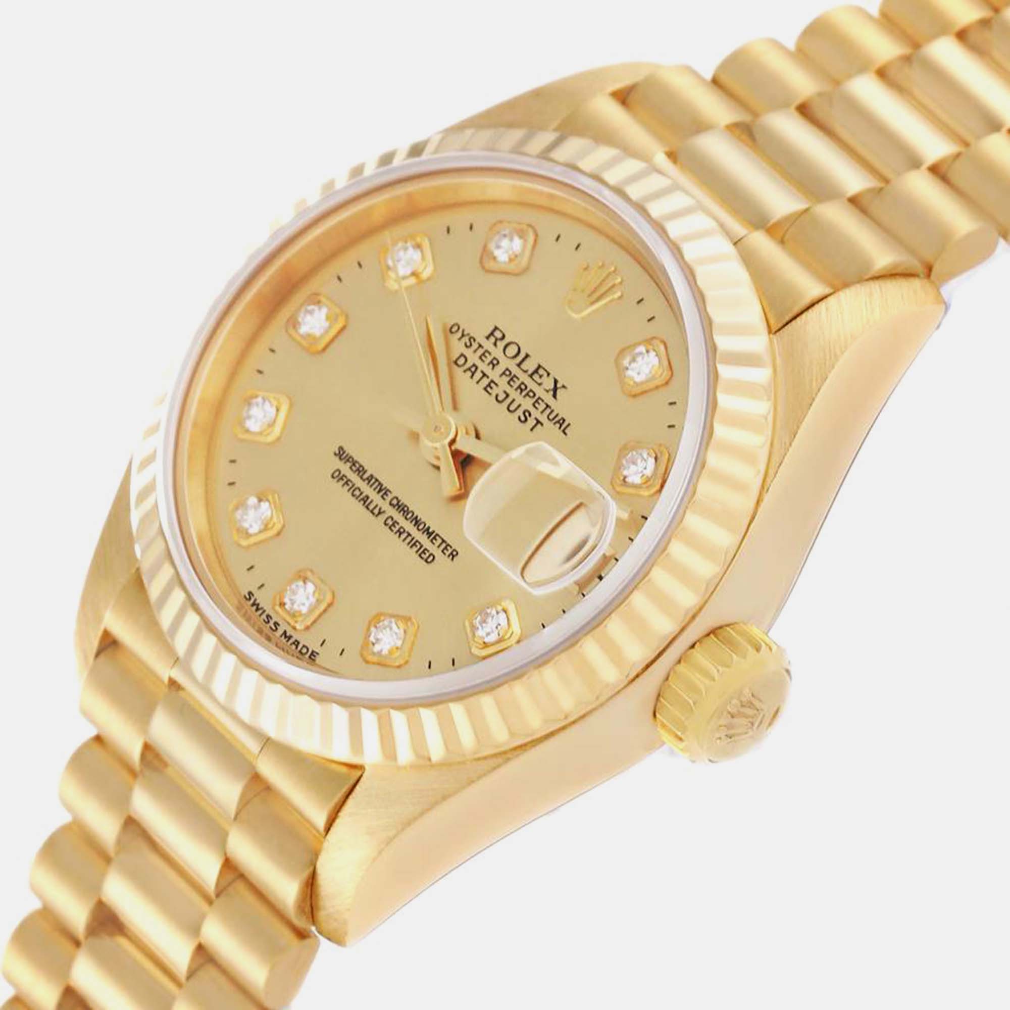 

Rolex Datejust President Diamond Dial Yellow Gold Ladies Watch 69178 26 mm