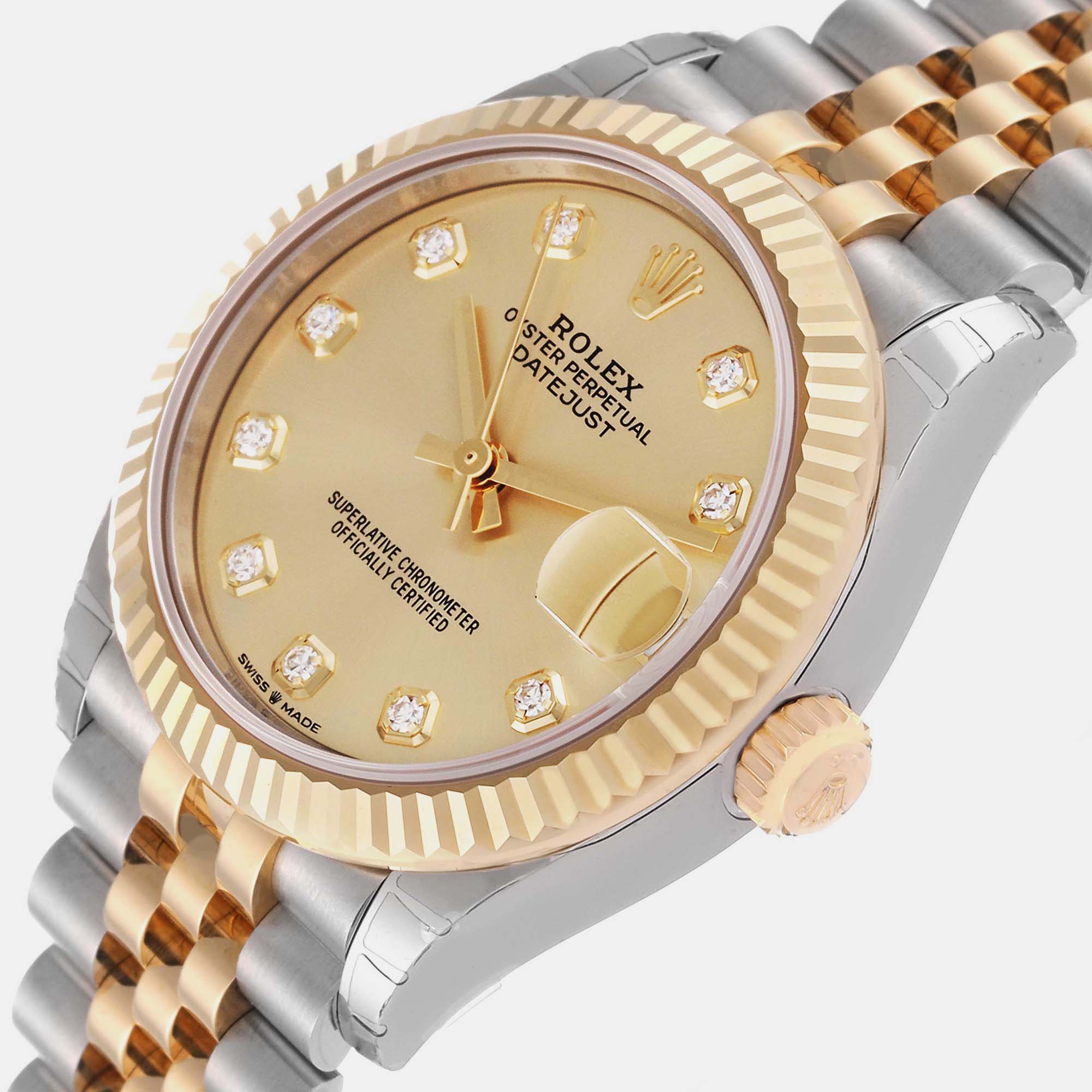 

Rolex Datejust Midsize Steel Yellow Gold Diamond Dial Ladies Watch 27827331 31 mm