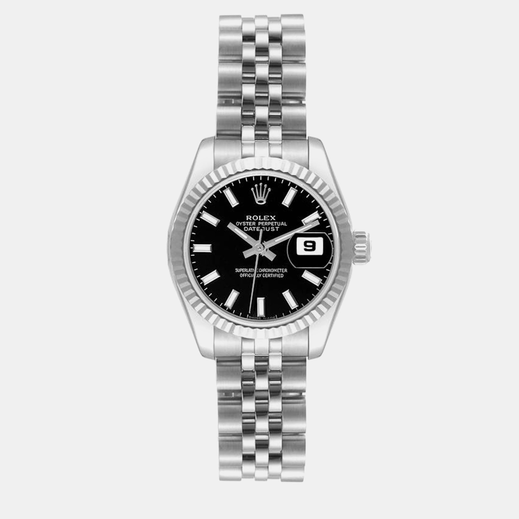 

Rolex Datejust Steel White Gold Black Dial Ladies Watch 179174 26 mm