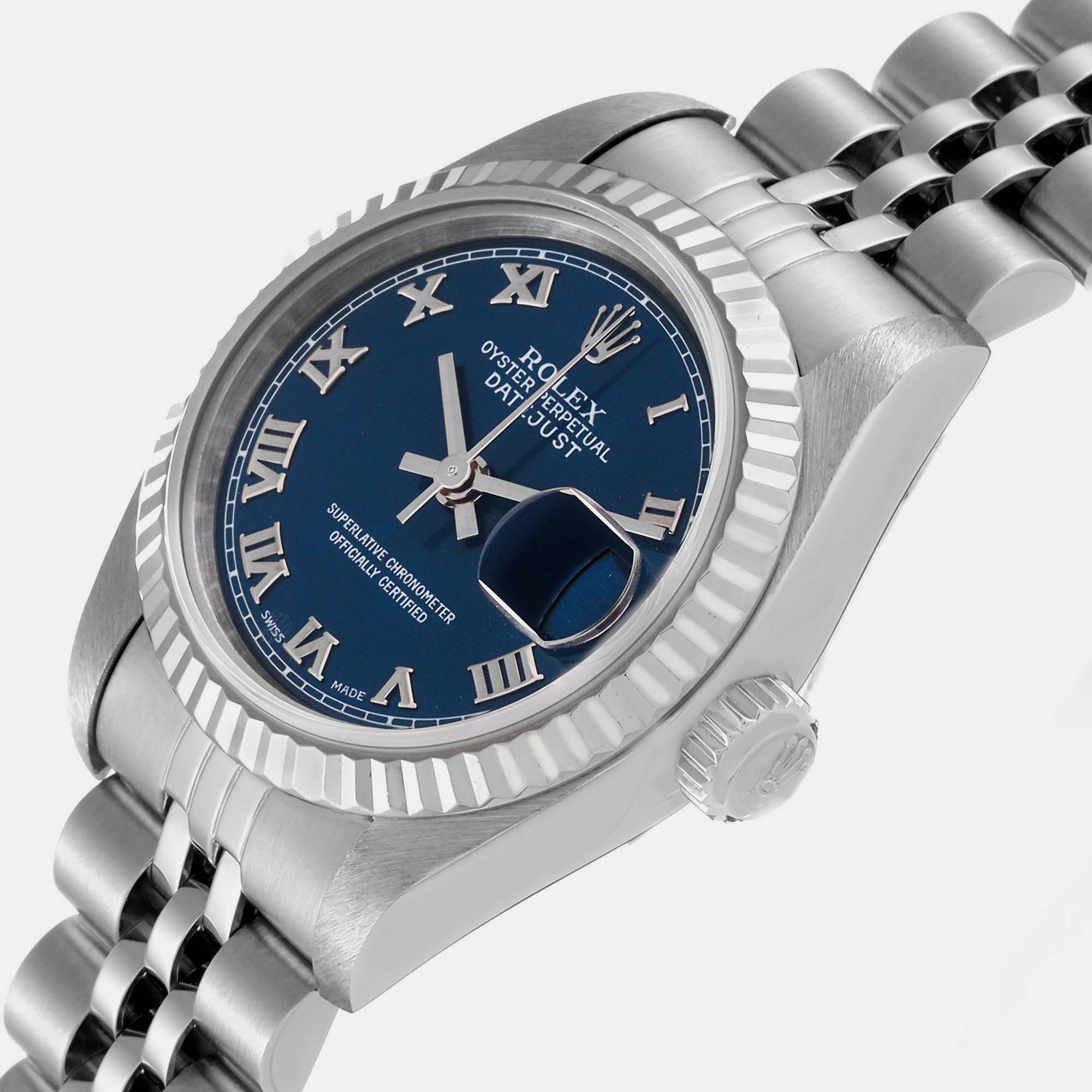 

Rolex Datejust Steel White Gold Blue Dial Ladies Watch 69174 26 mm