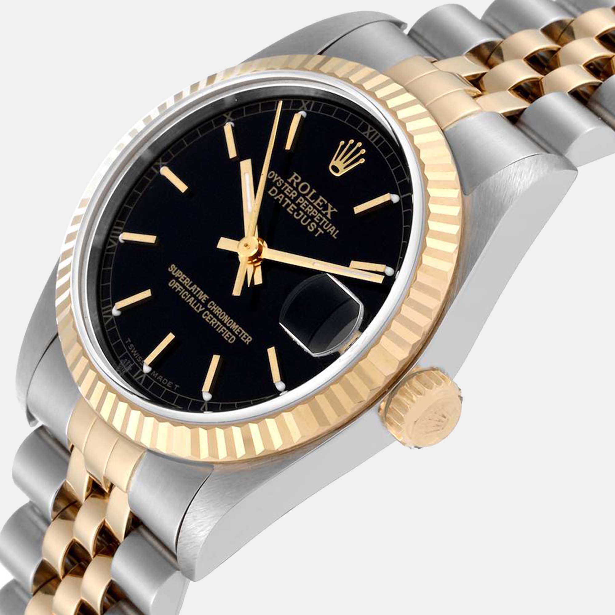 

Rolex Datejust Midsize Black Dial Steel Yellow Gold Ladies Watch 78273