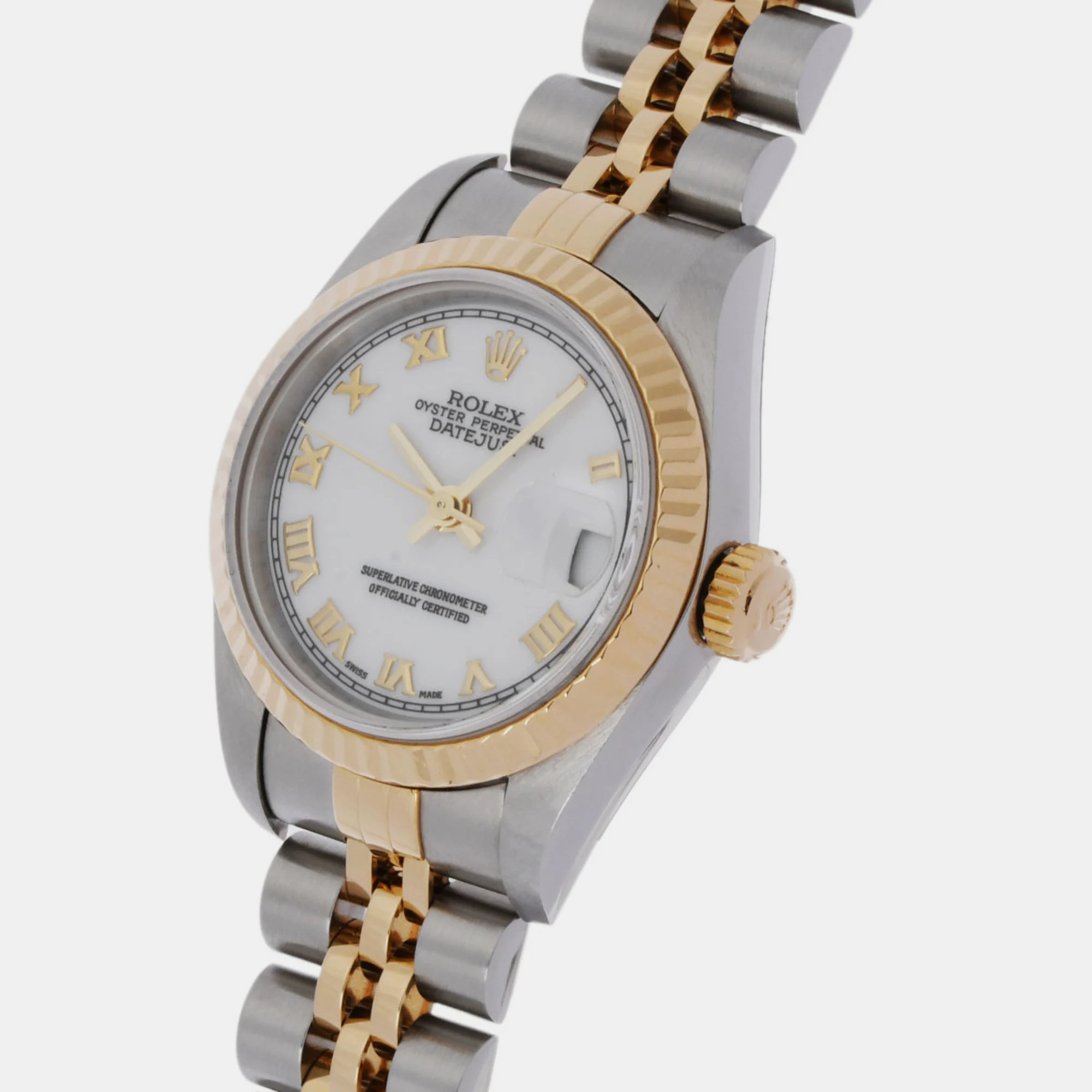 

Rolex White 18k Yellow Gold Stainless Steel Datejust 79173 Automatic Women's Wristwatch 26 mm