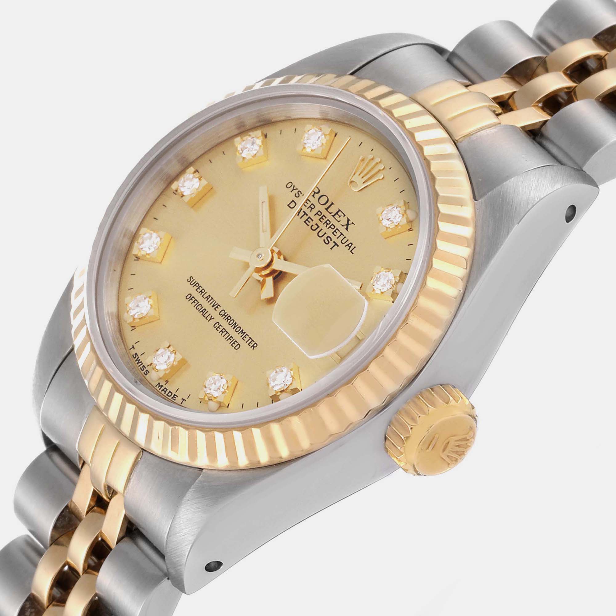 

Rolex Datejust Diamond Dial Steel Yellow Gold Ladies Watch 69173