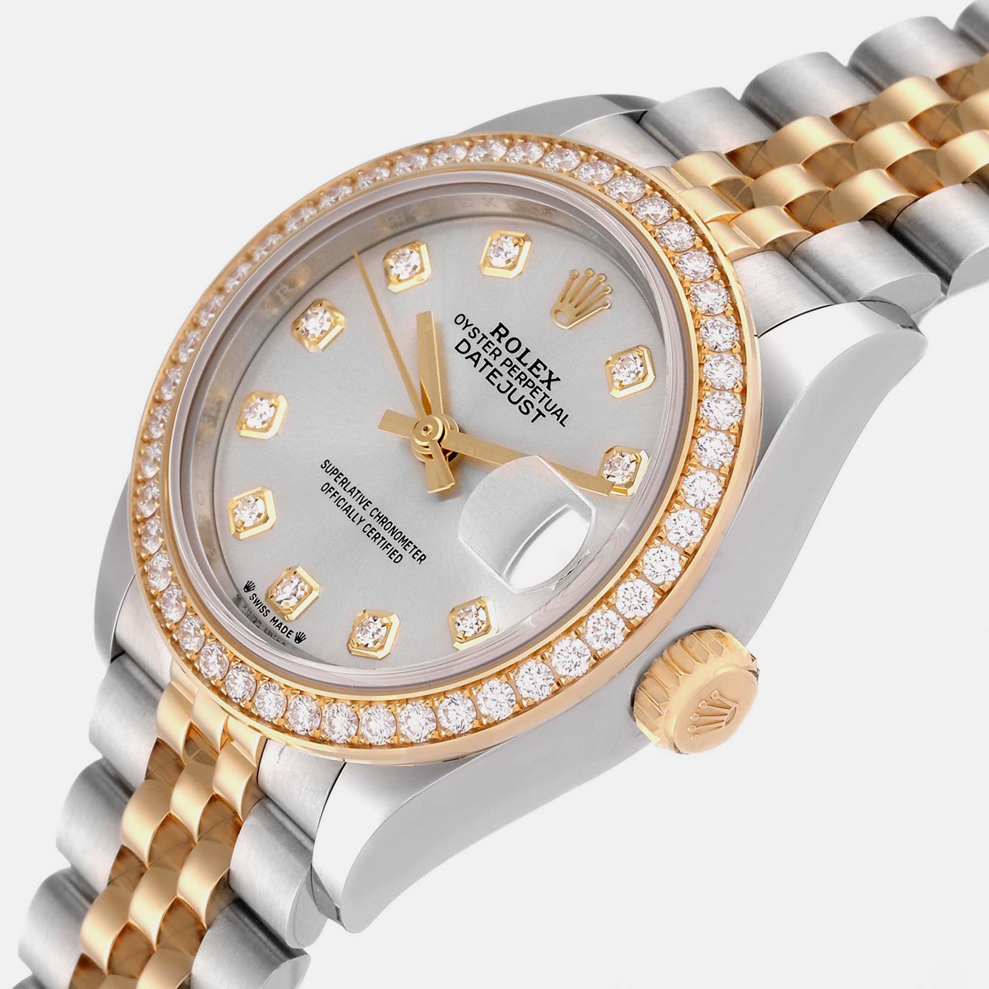 

Rolex Datejust Steel Yellow Gold Diamond Ladies Watch 279383 Unworn, Silver