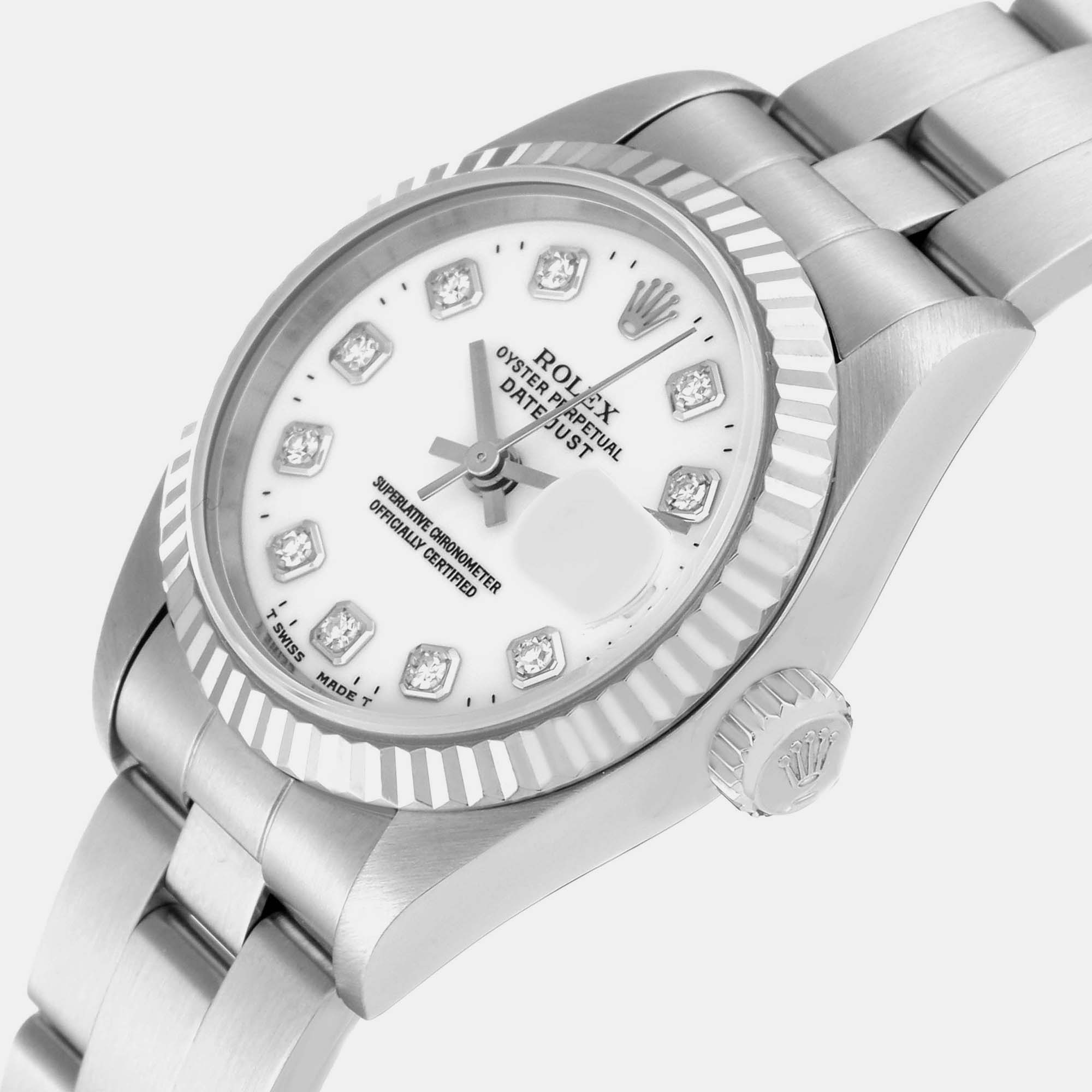 

Rolex Datejust Steel White Gold Diamond Dial Ladies Watch 69174