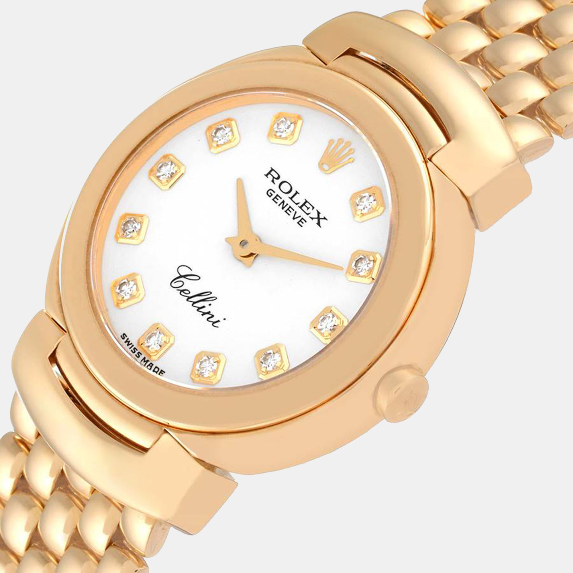 

Rolex Cellini Yellow Gold White Diamond Dial Ladies Watch 6621