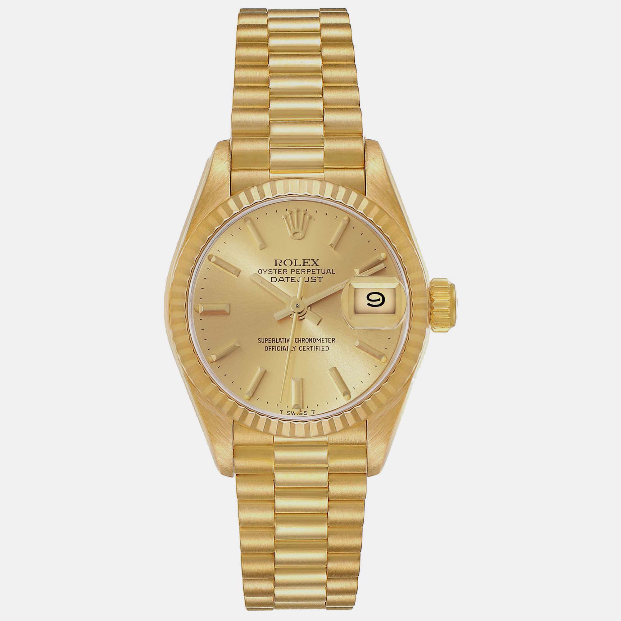 

Rolex Datejust President Yellow Gold Ladies Watch 69178 26 mm