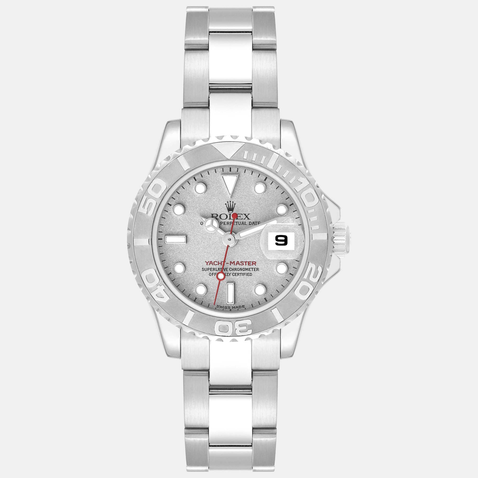 

Rolex Yachtmaster 29 Steel Platinum Dial Bezel Ladies Watch 169622, Silver